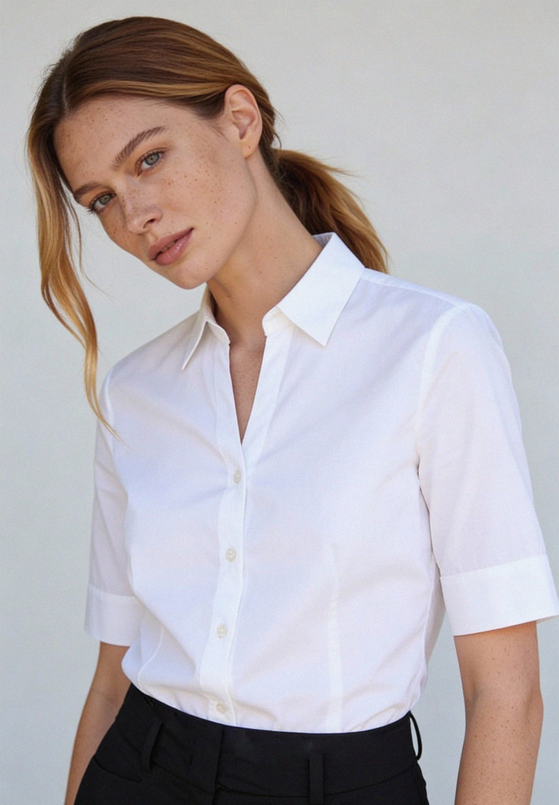 More & More Damen Blusen kurz  White