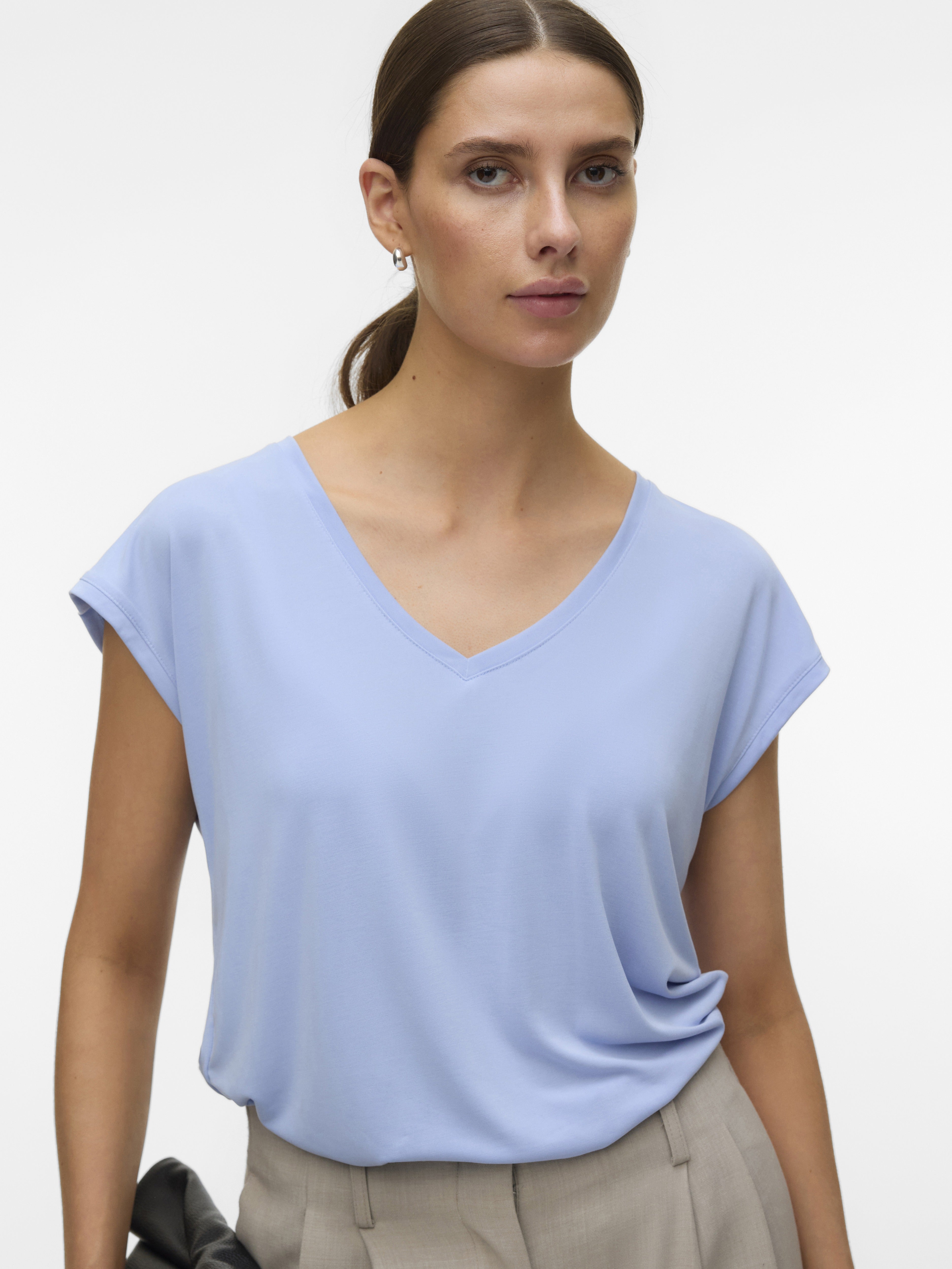 Vero Moda Damen T-Shirts Brunnera Blue