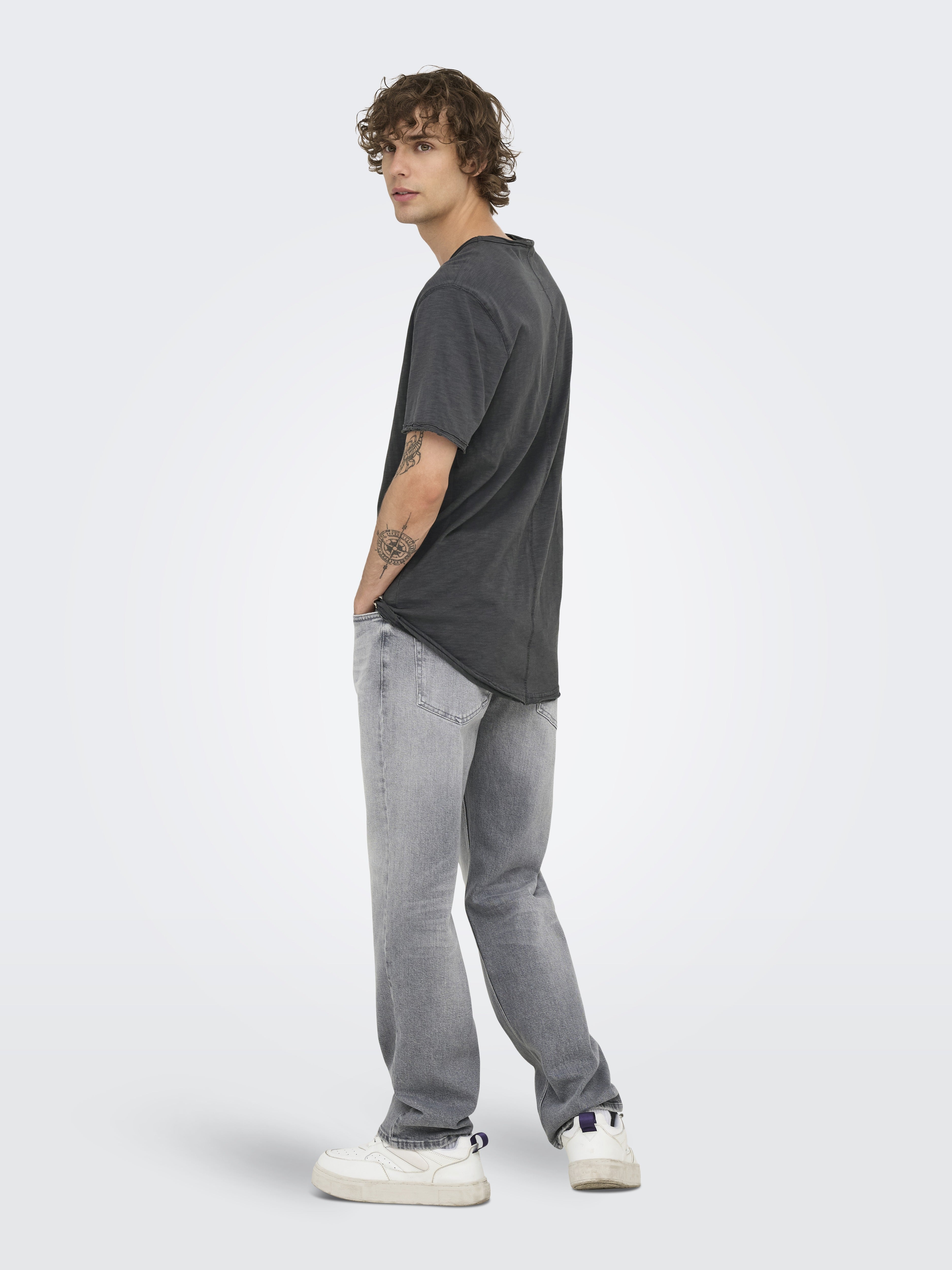 Only & Sons Herren T-Shirts kurz Grey Pinstripe