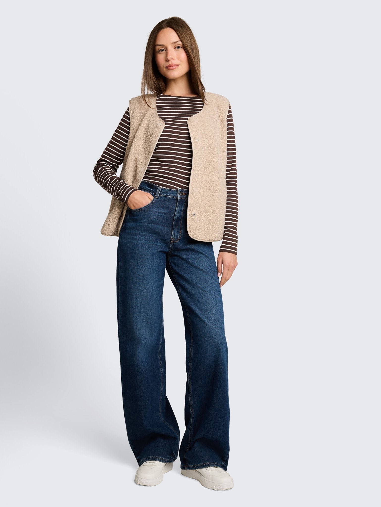Tom Tailor Damen T-Shirts Brown White Str