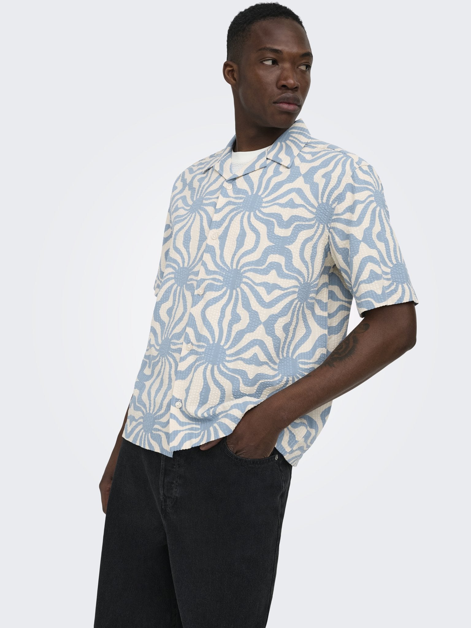 Only & Sons Herren Hemden lang Dusty Blue/Anti