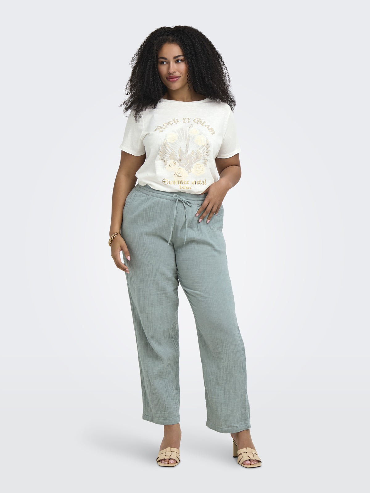 Only Carmakoma Damen T-Shirts Cloud Dancer/Ro