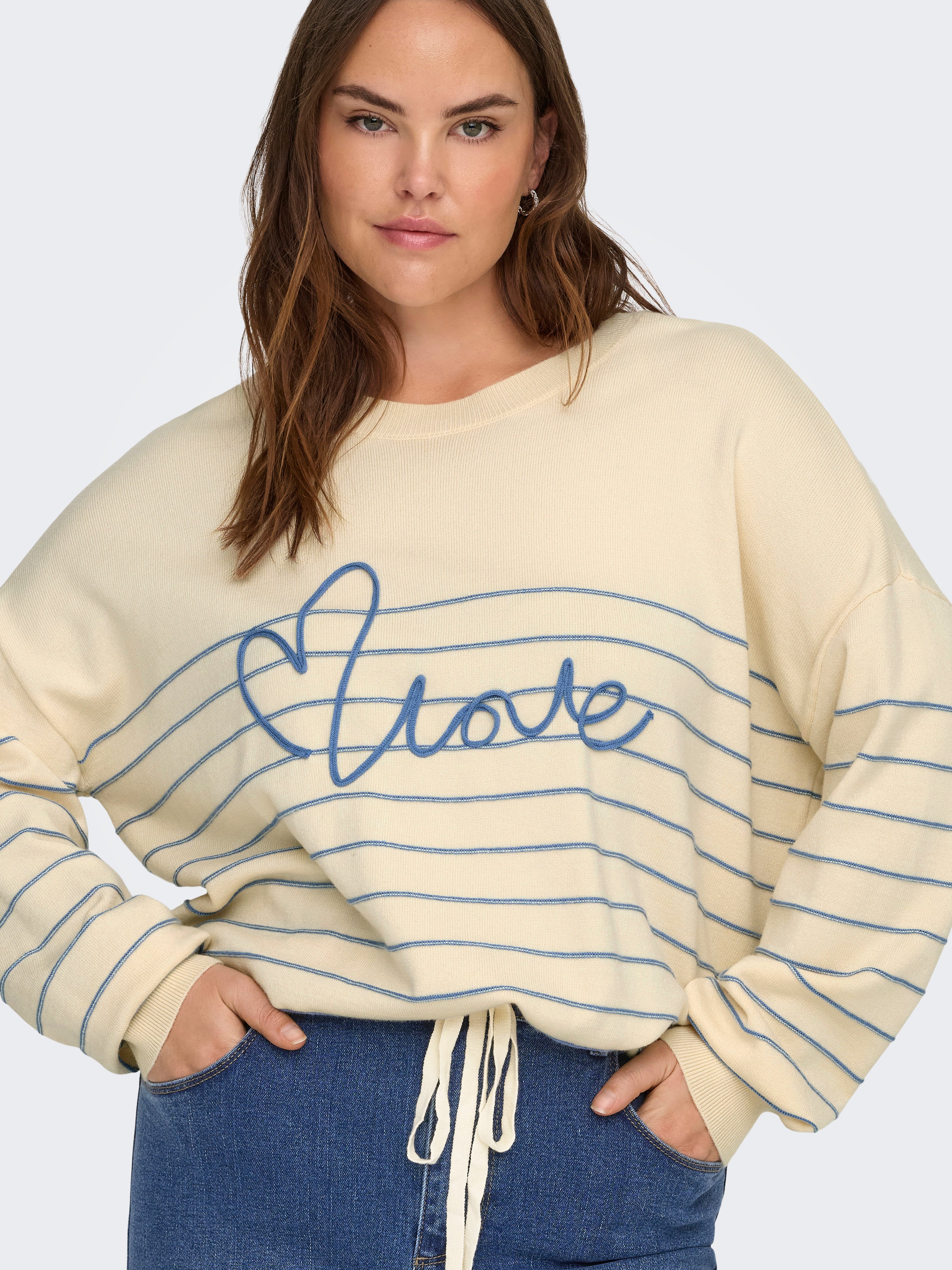 Only Carmakoma Damen Pullover Birch/Riviera S