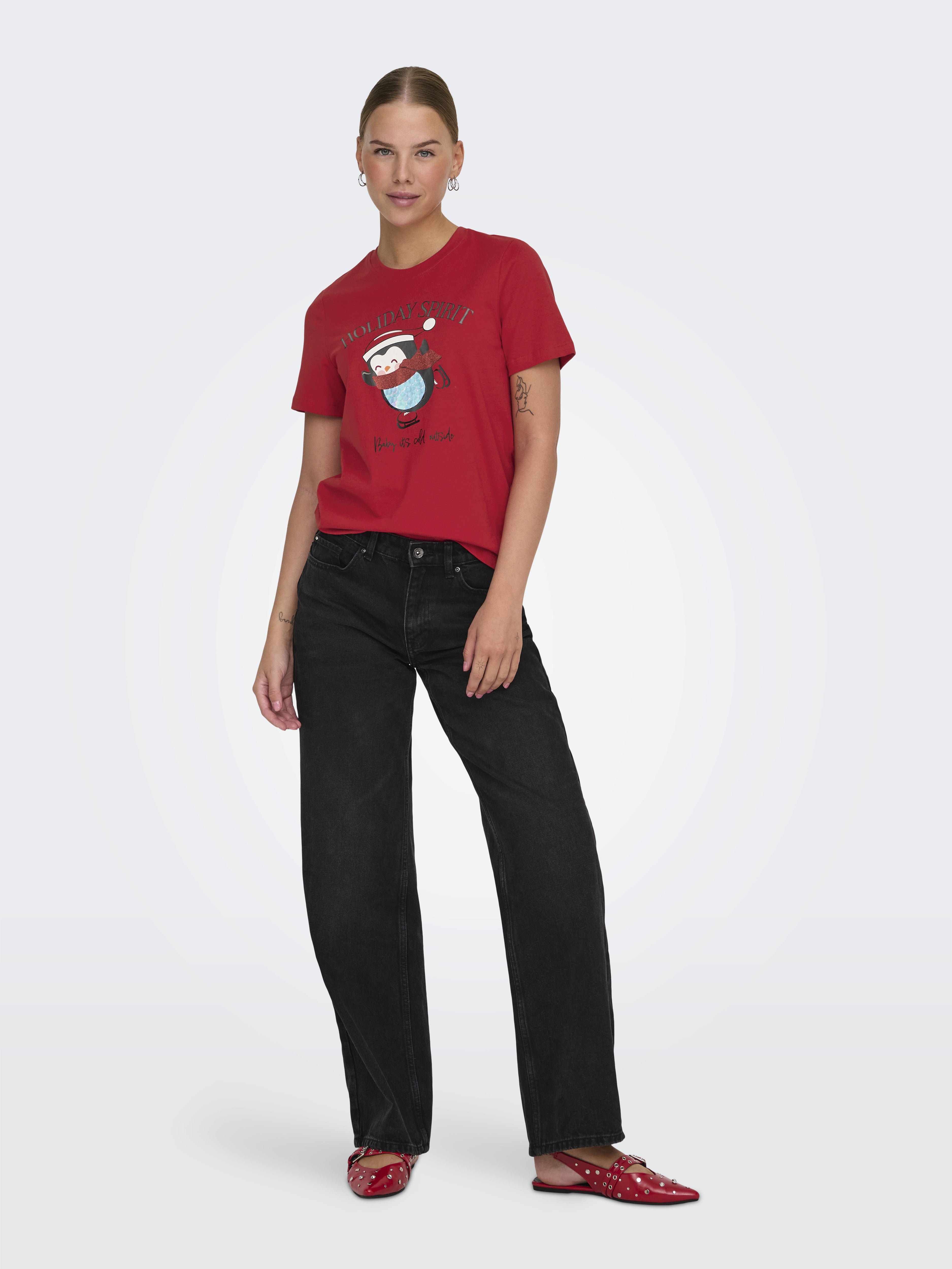 only Damen T-Shirts Urban Red/Chris