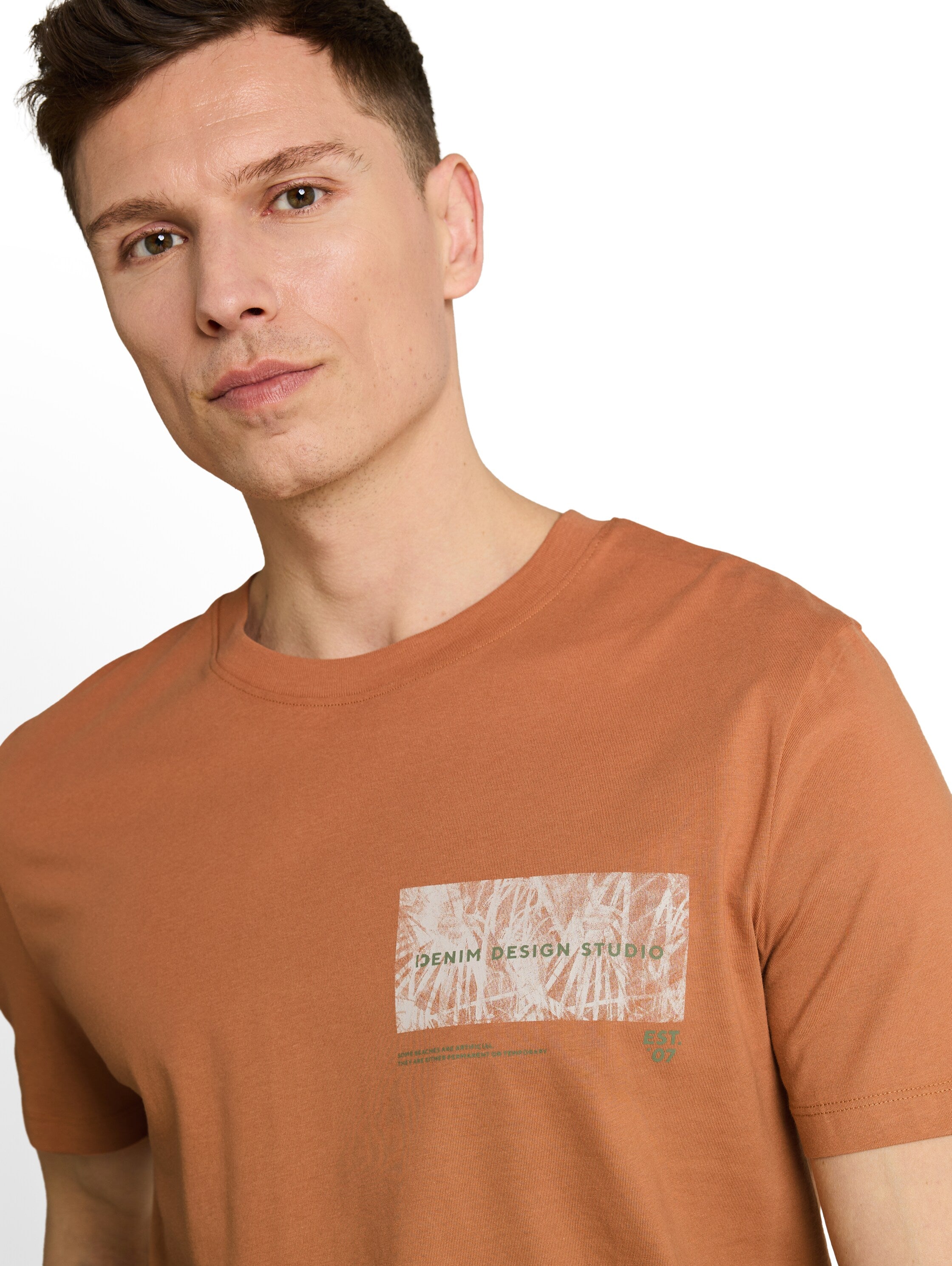 Tom Tailor denim Herren T-Shirts kurz Faded Copper Or