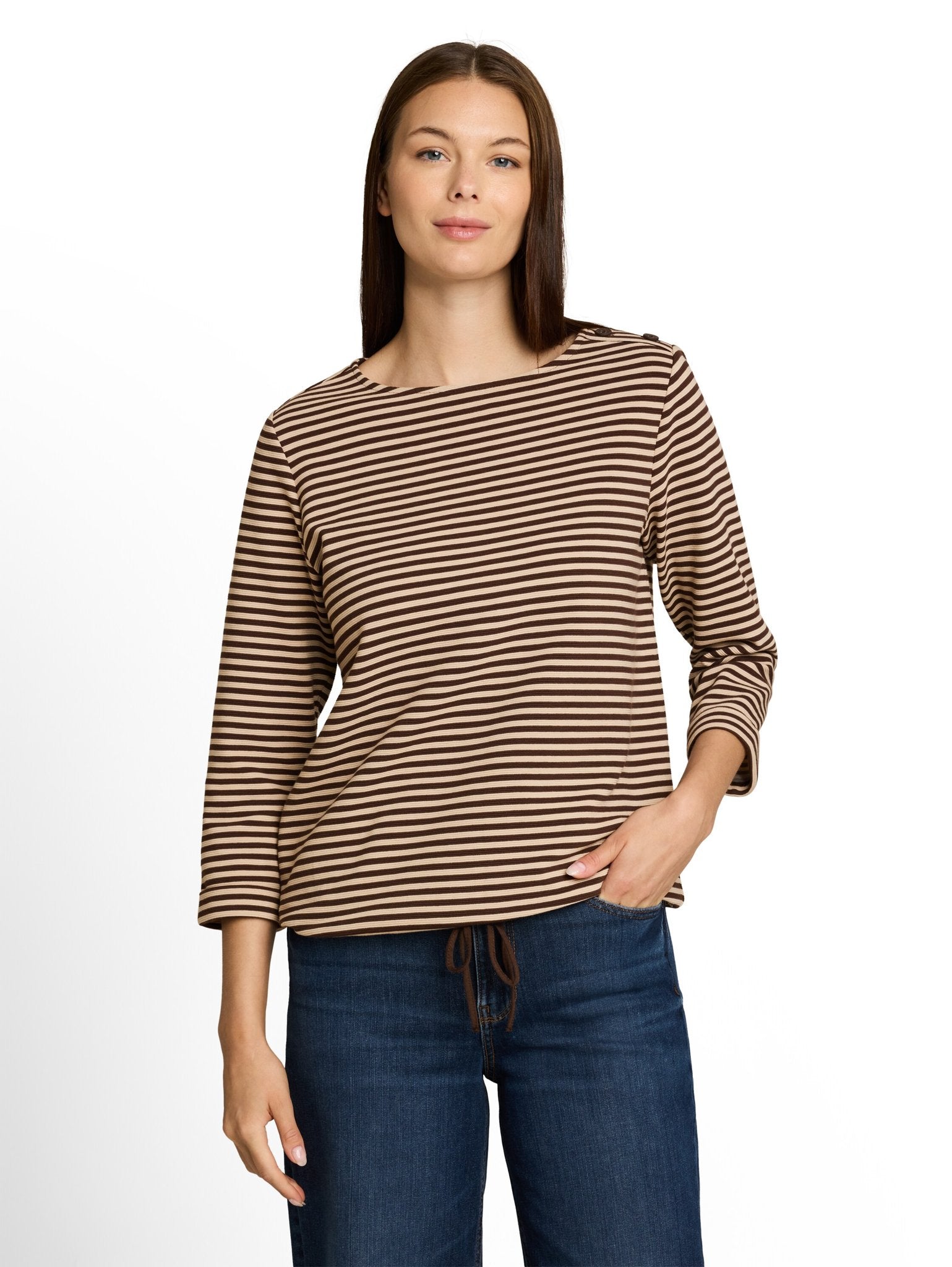 Tom Tailor Damen Tops Dark Brown Beig