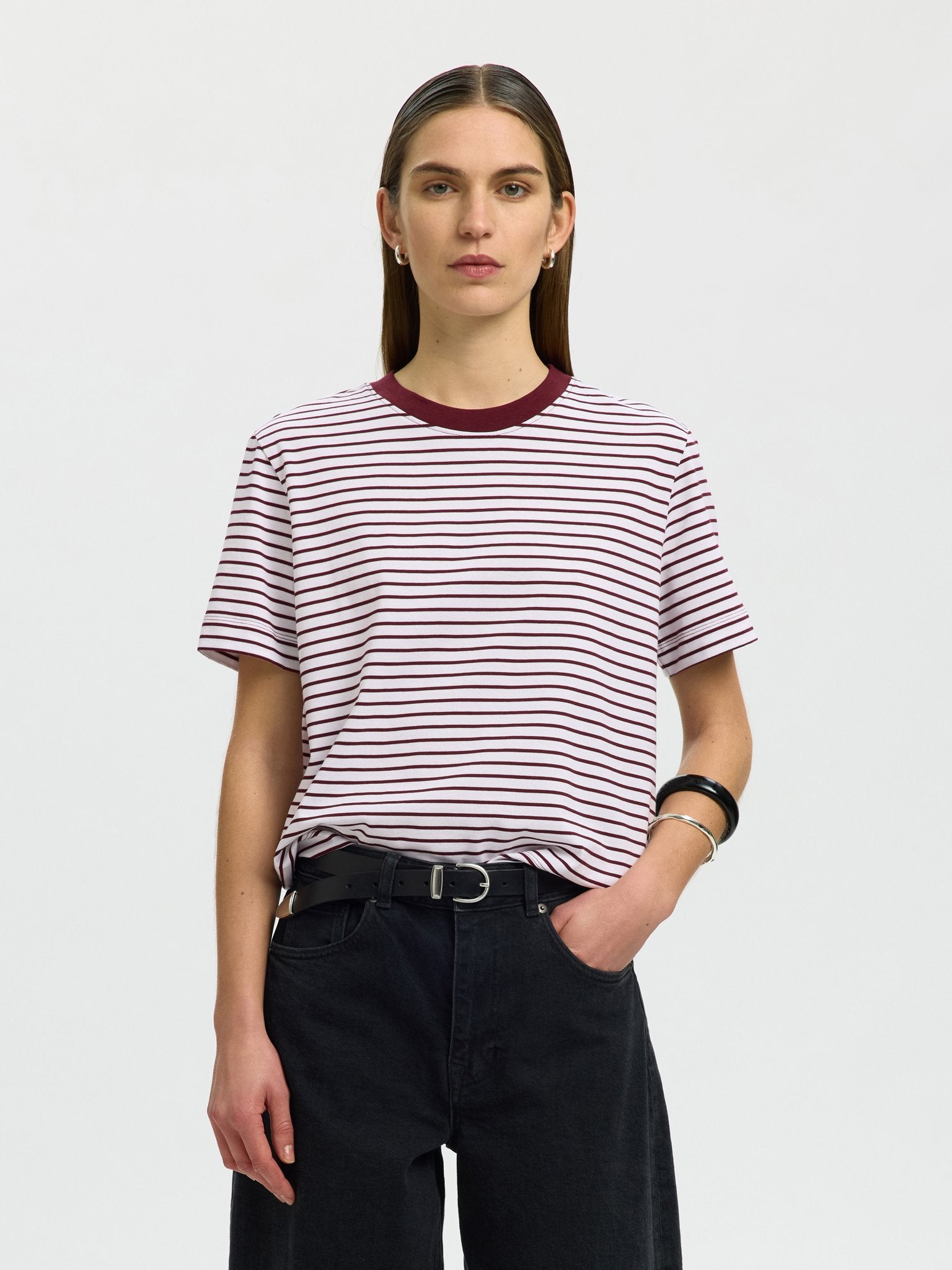 Selected Femme Damen T-Shirts Tawny Port/Brig