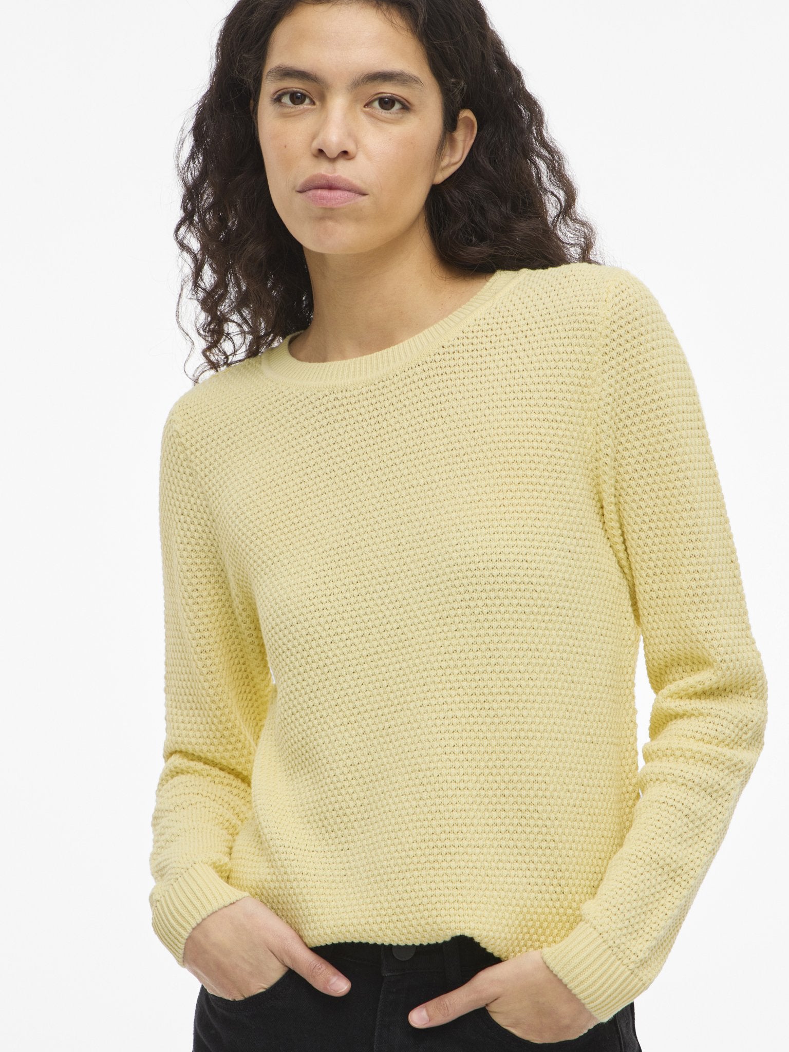 Vila Damen Pullover Pastel Yellow