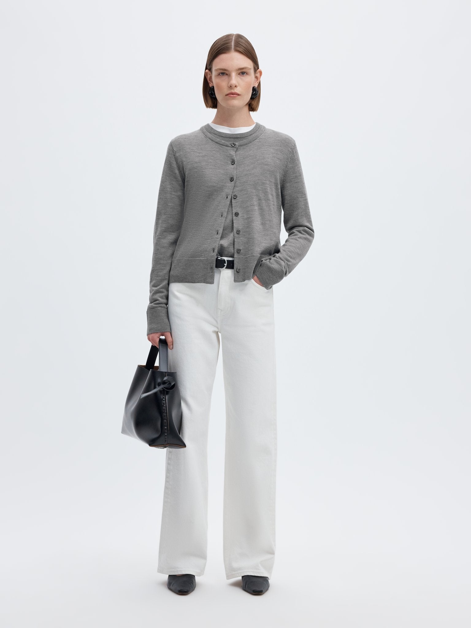 Selected Femme Damen Strickjacken Medium Grey Mel