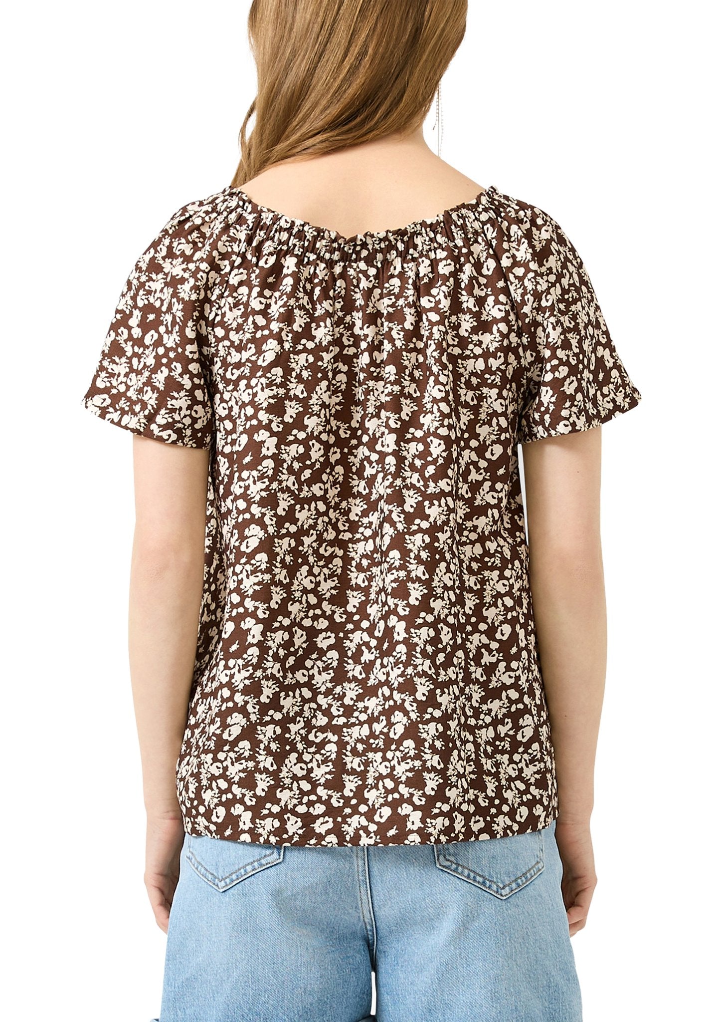 QS by S.Oliver Damen Blusen kurz Brown