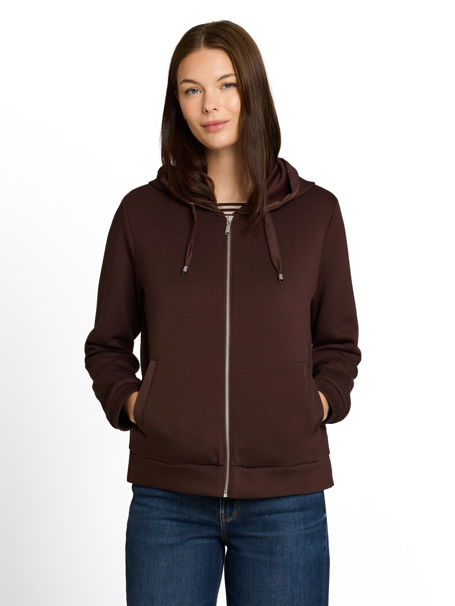 Tom Tailor Damen Sweatjacken Java Dark Brown