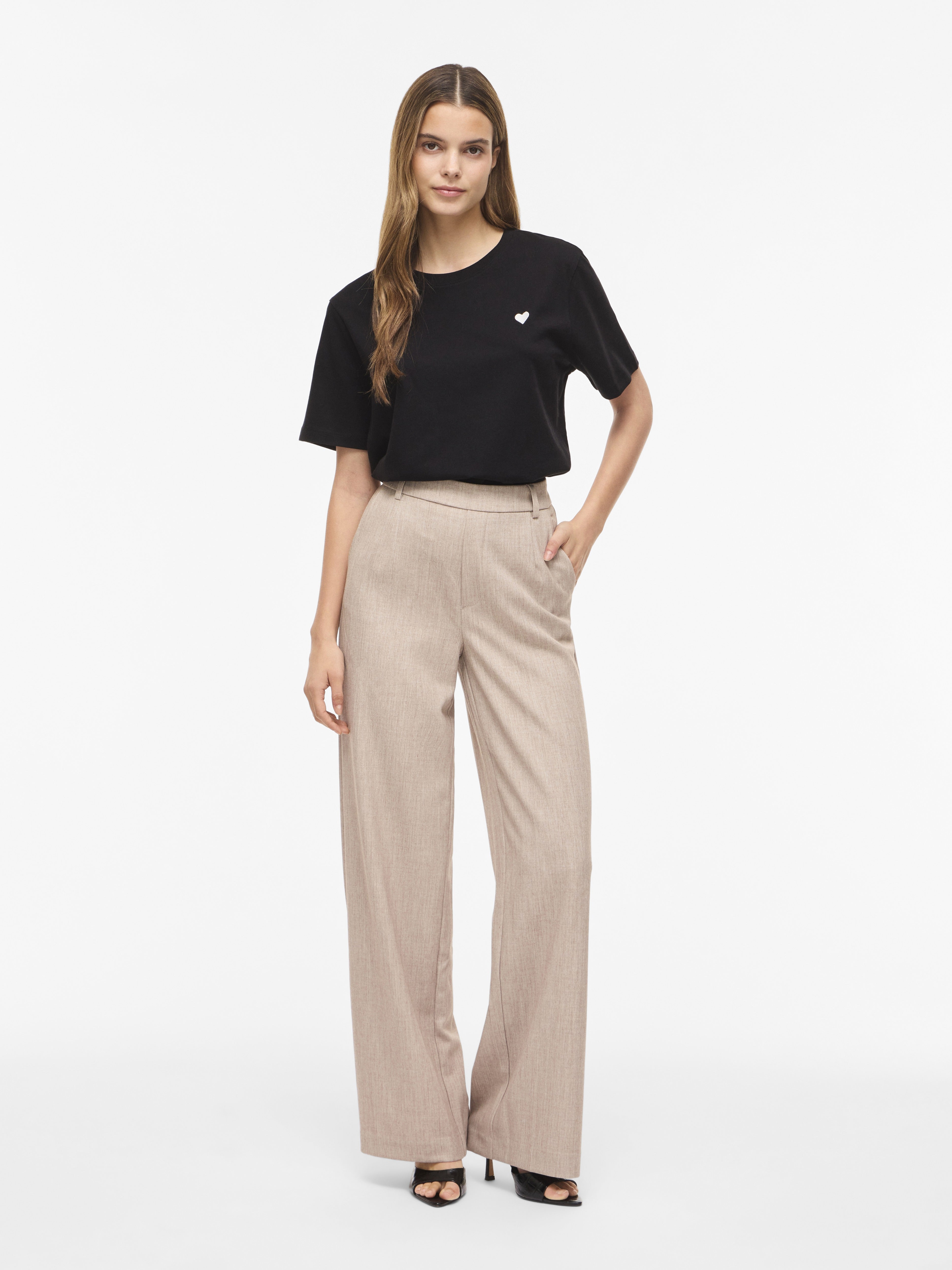 Vila Damen T-Shirts Black/Snow Whit