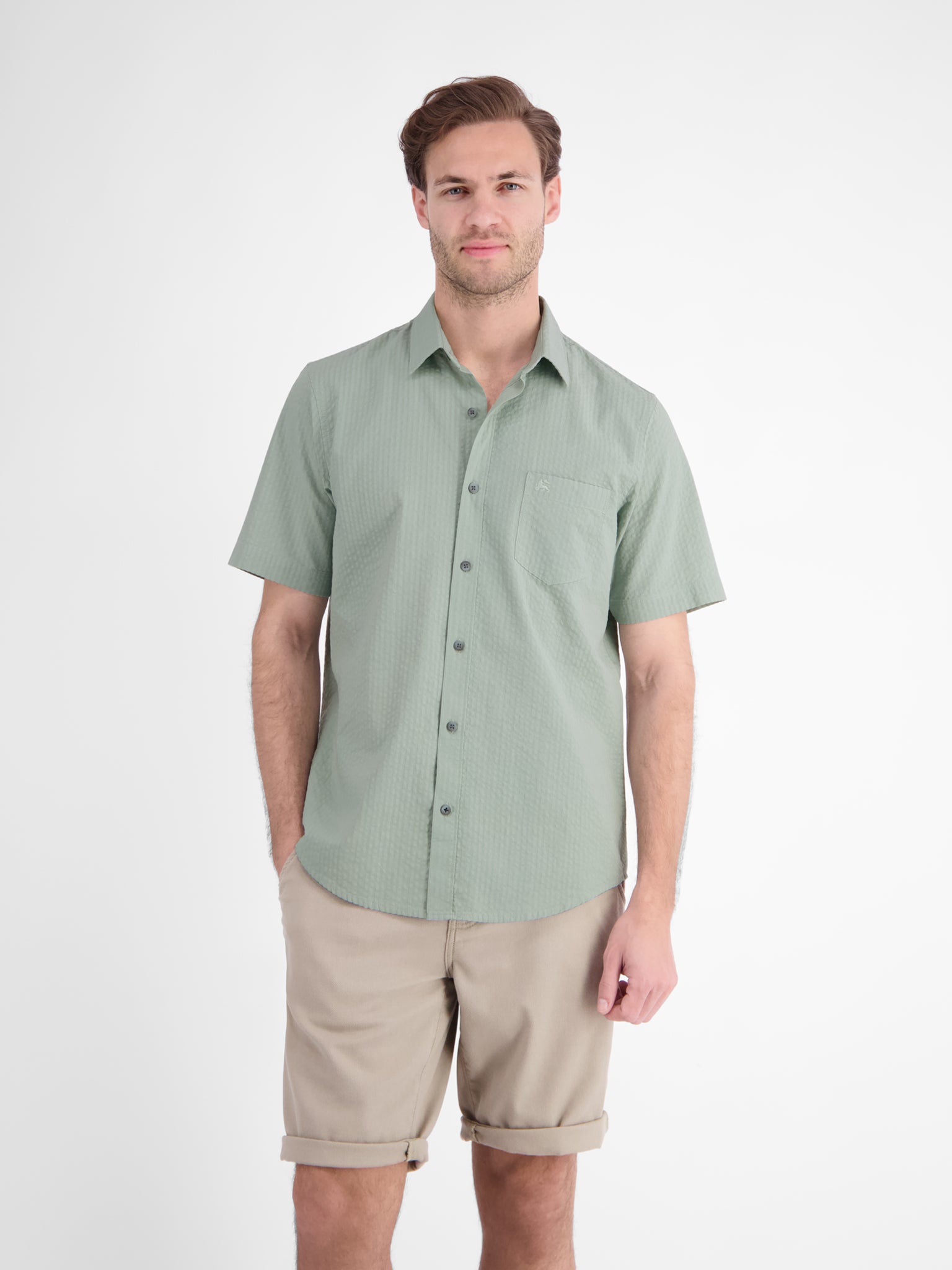 Lerros Herren Hemden kurz Bay Green
