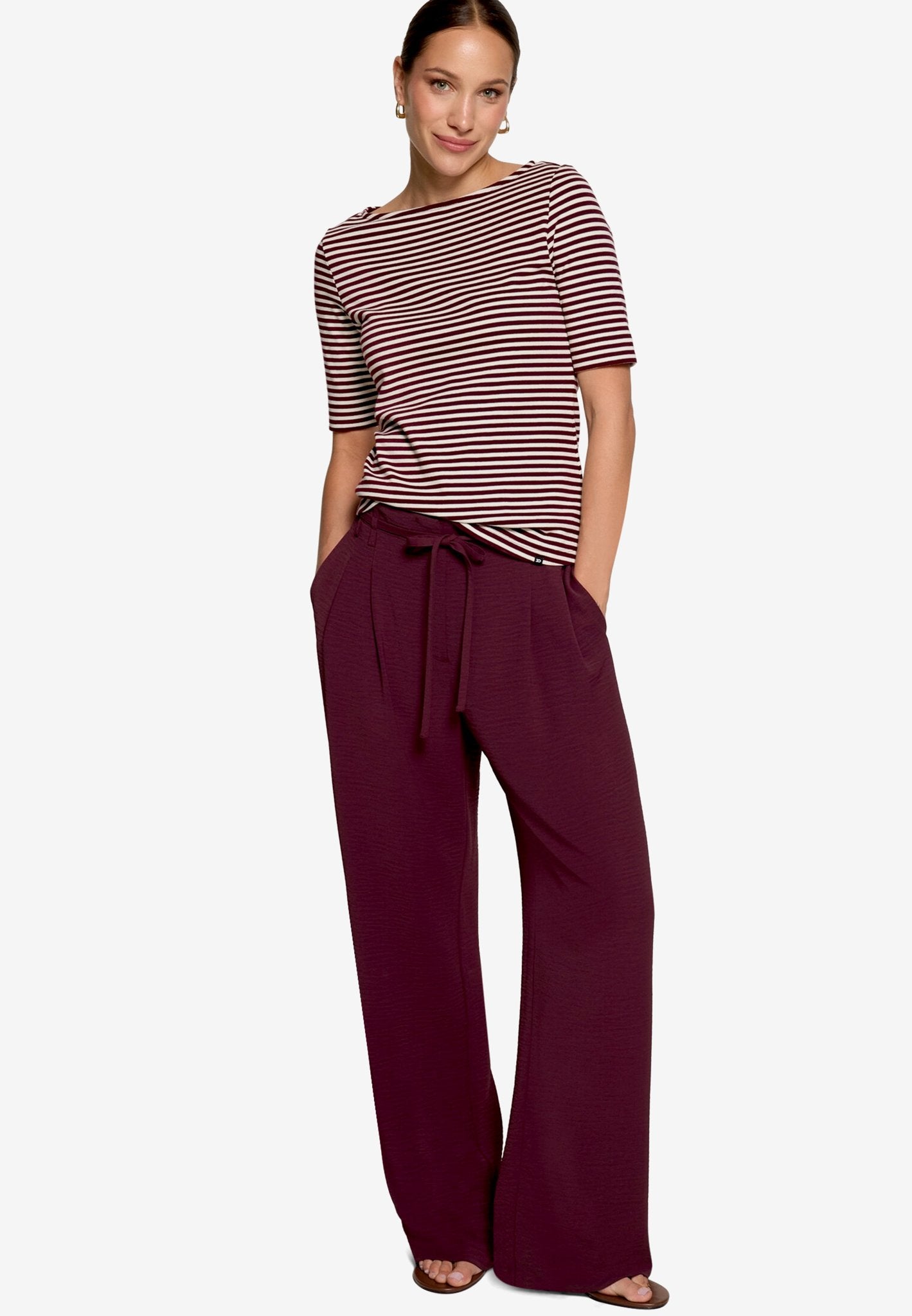Zero Damen T-Shirts Dark Red/Cream