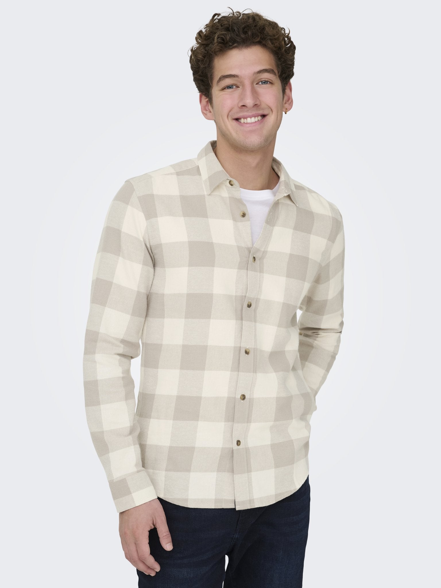 Only & Sons Herren Hemden lang Antique White