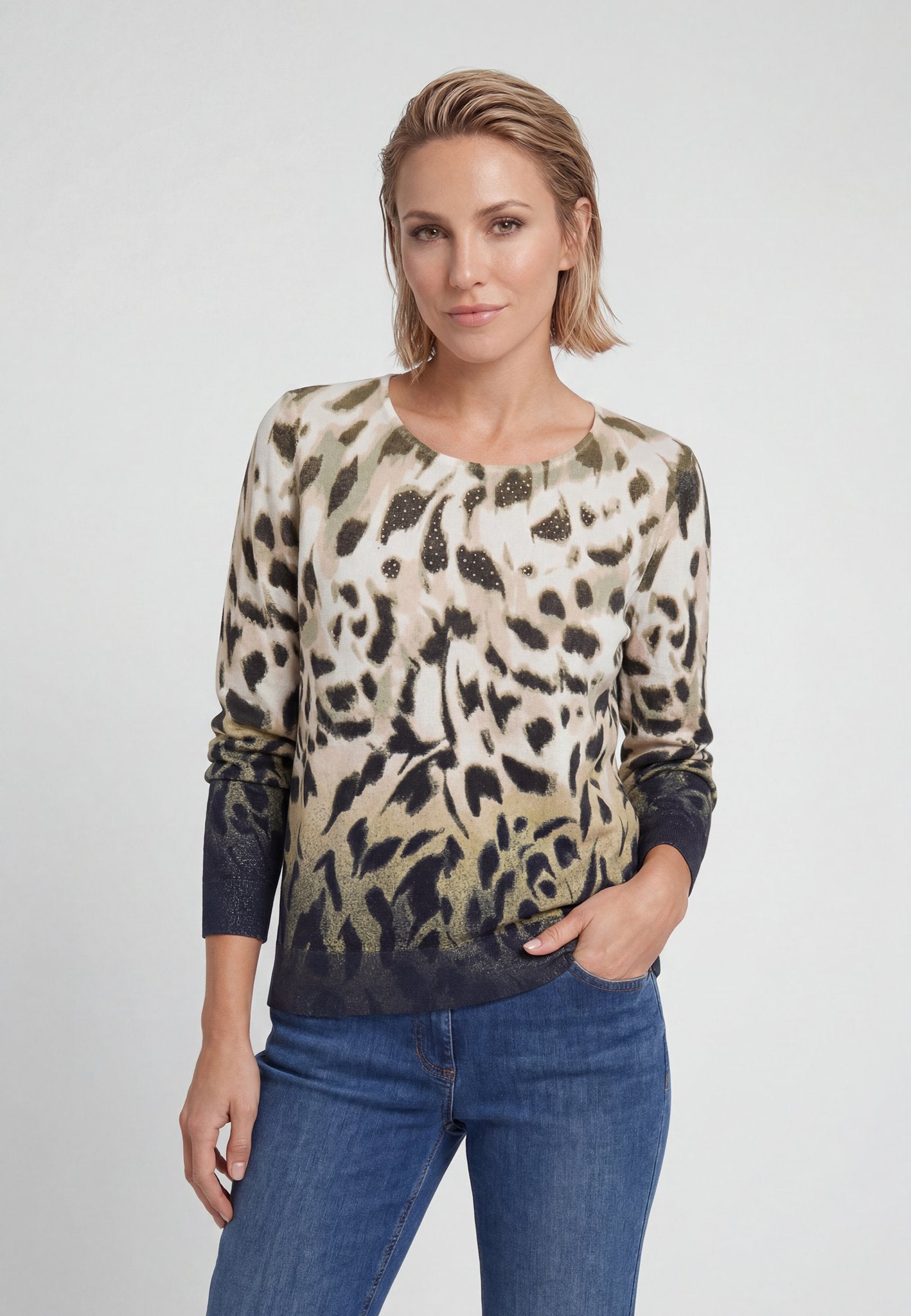 Olsen Damen Pullover  Moss Gree
