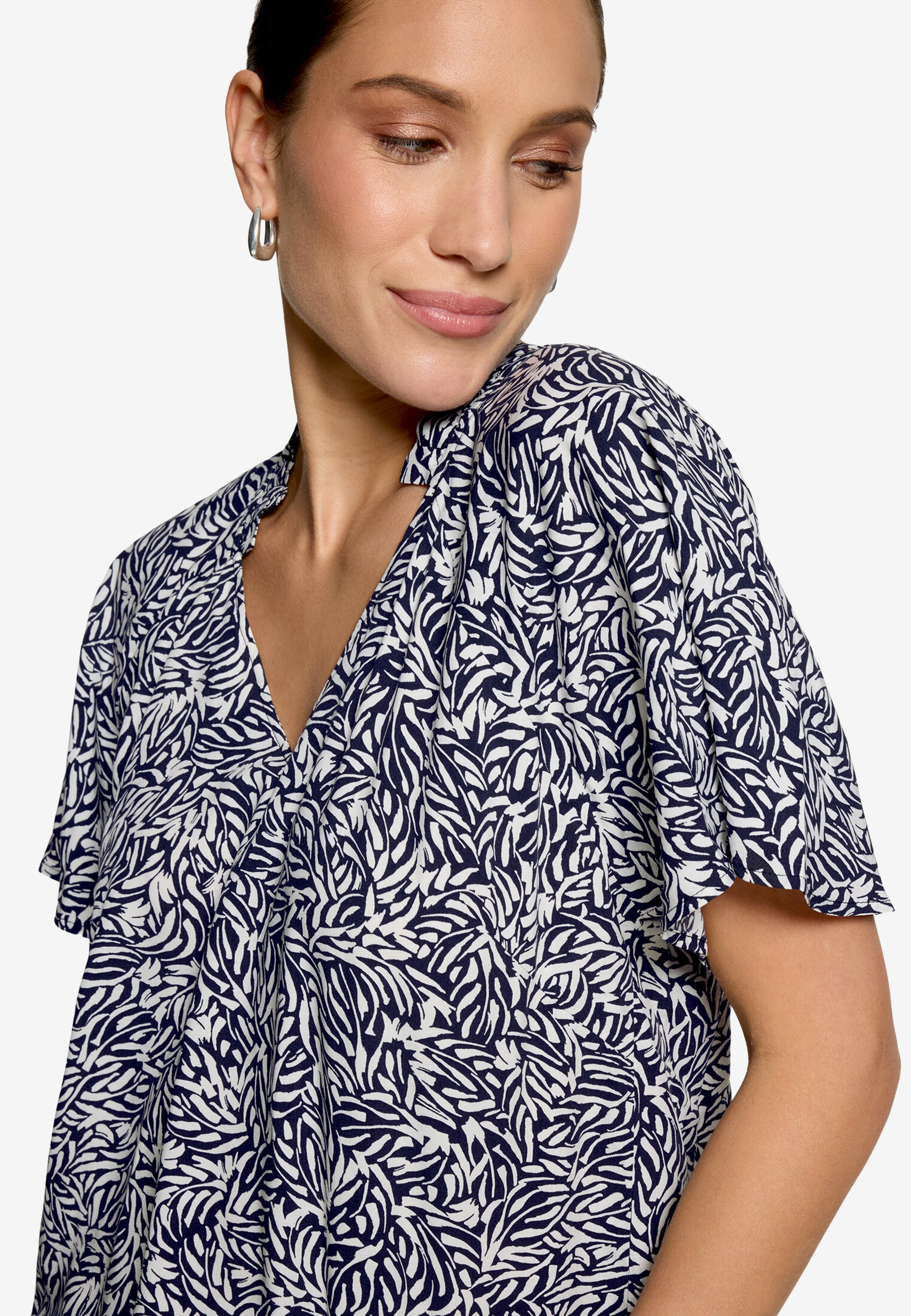 Zero Damen Blusen kurz Dark Blue/Cream