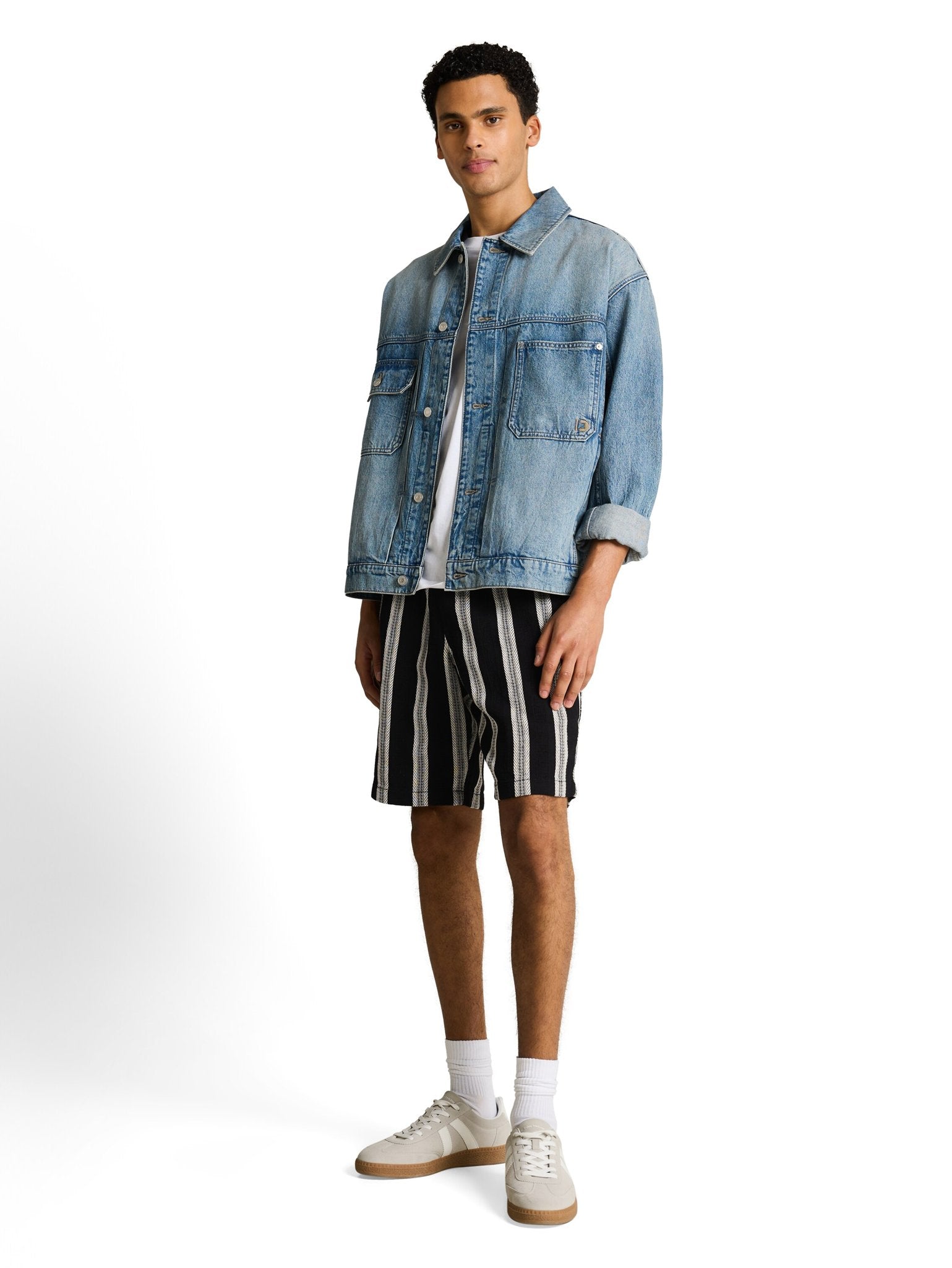 Tom Tailor denim Herren Shorts Black Big Strip