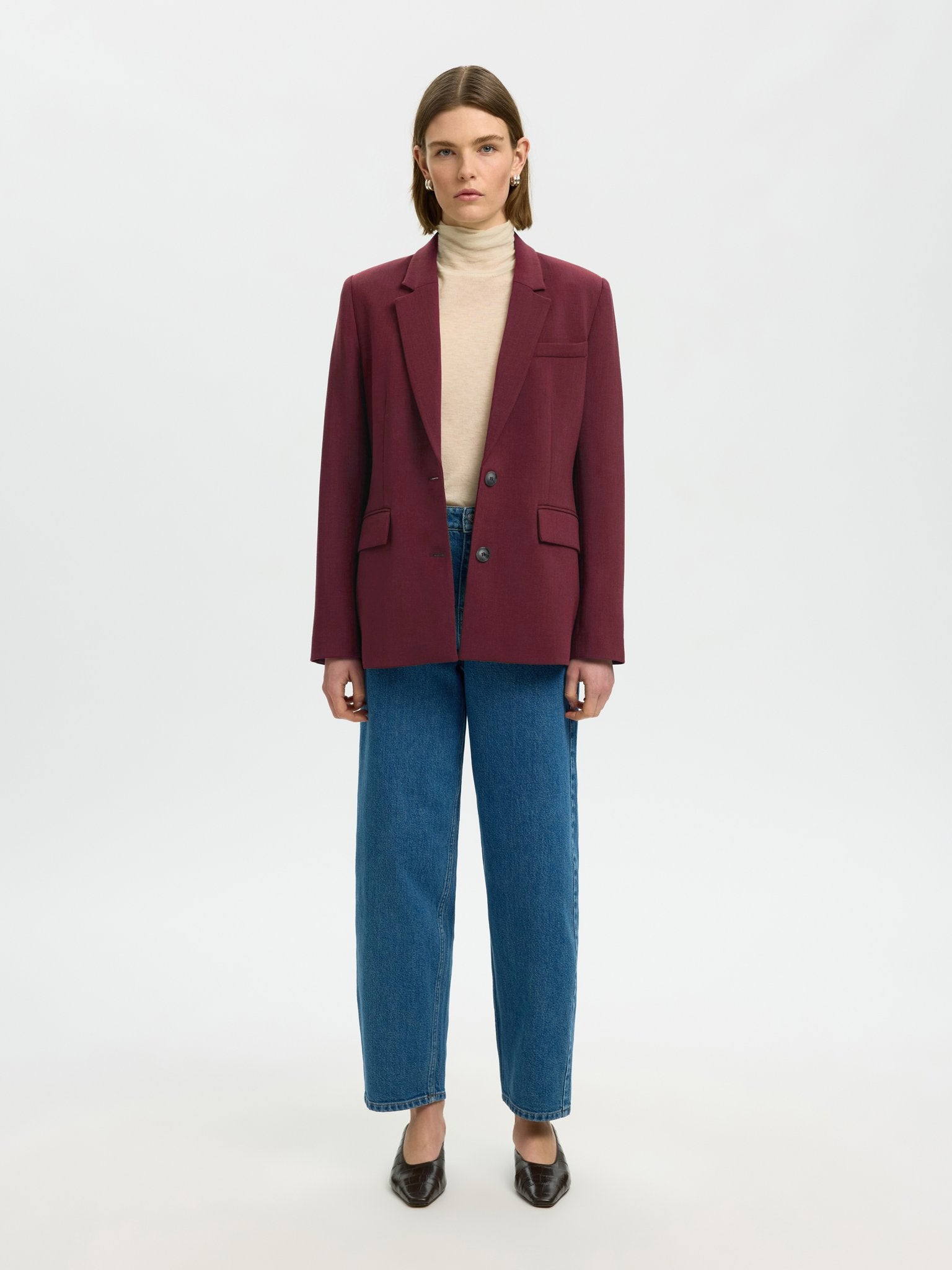 Selected Femme Damen Blazer Tawny Port/Mela