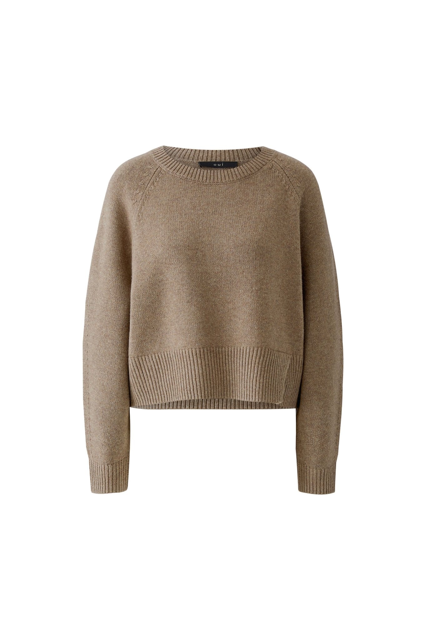 Oui Damen Pullover Taupe Mela