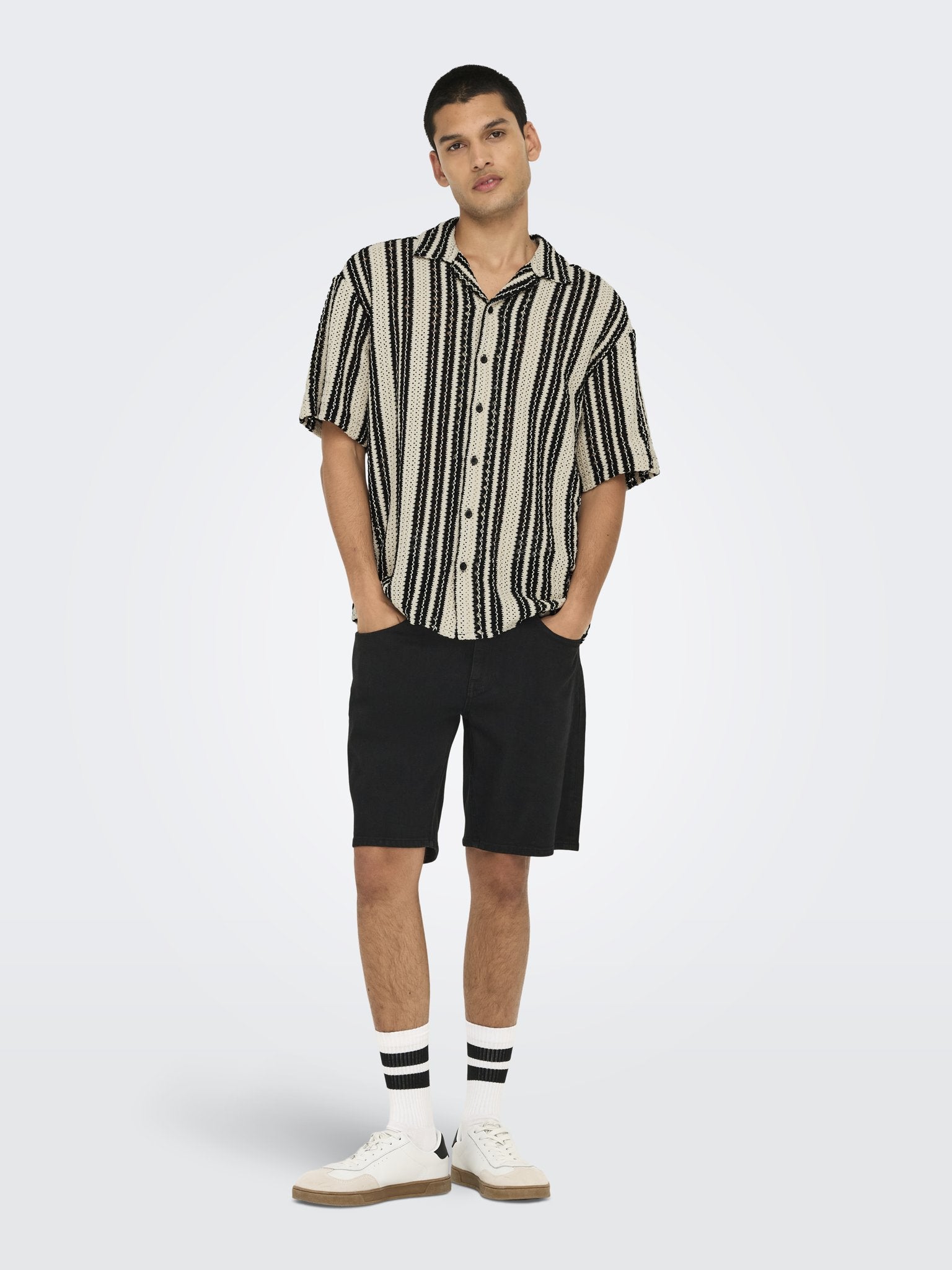 Only & Sons Herren Hemden lang Cloud Dancer/Bl