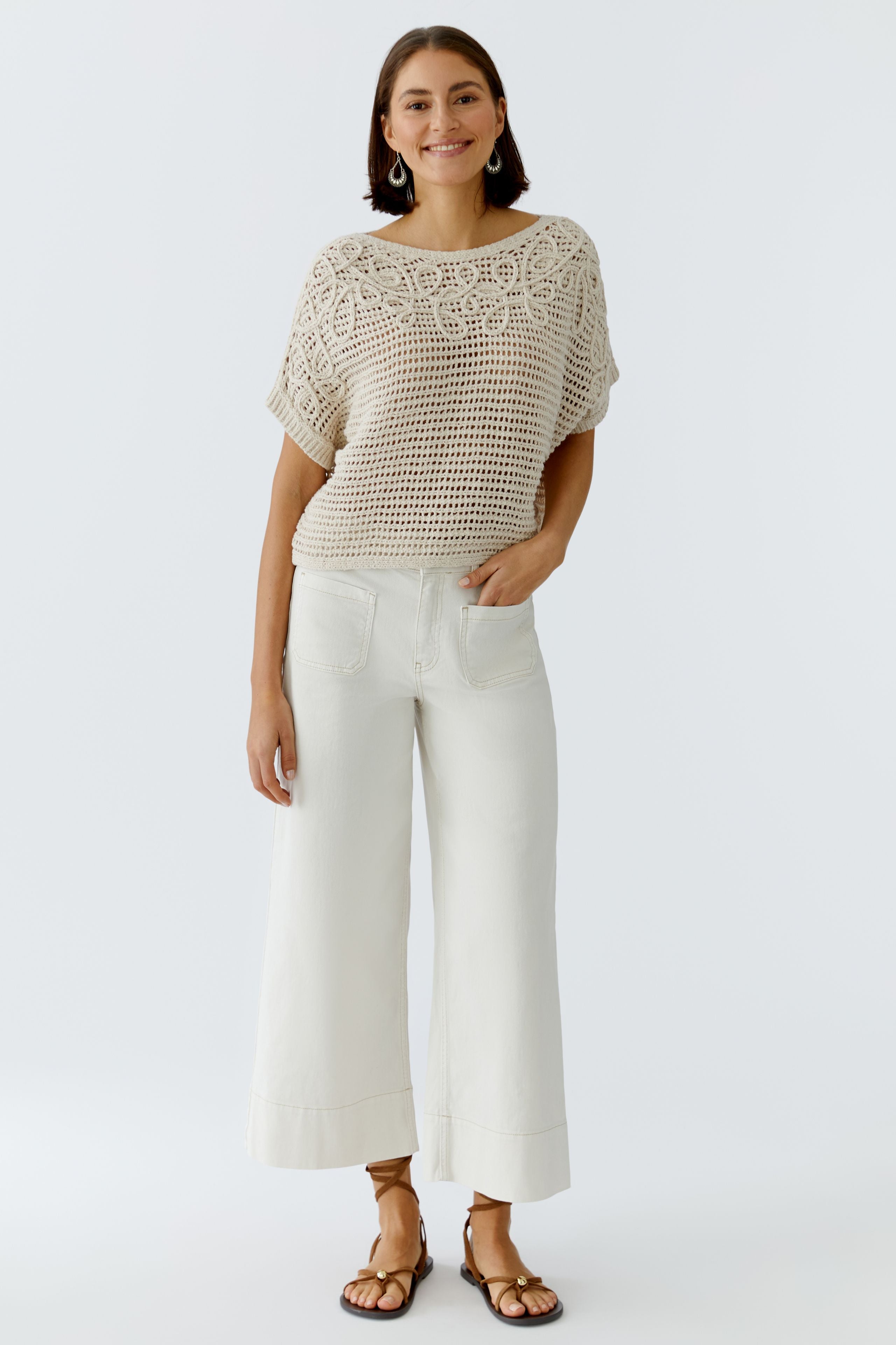 Oui Damen Pullover  Biscuit