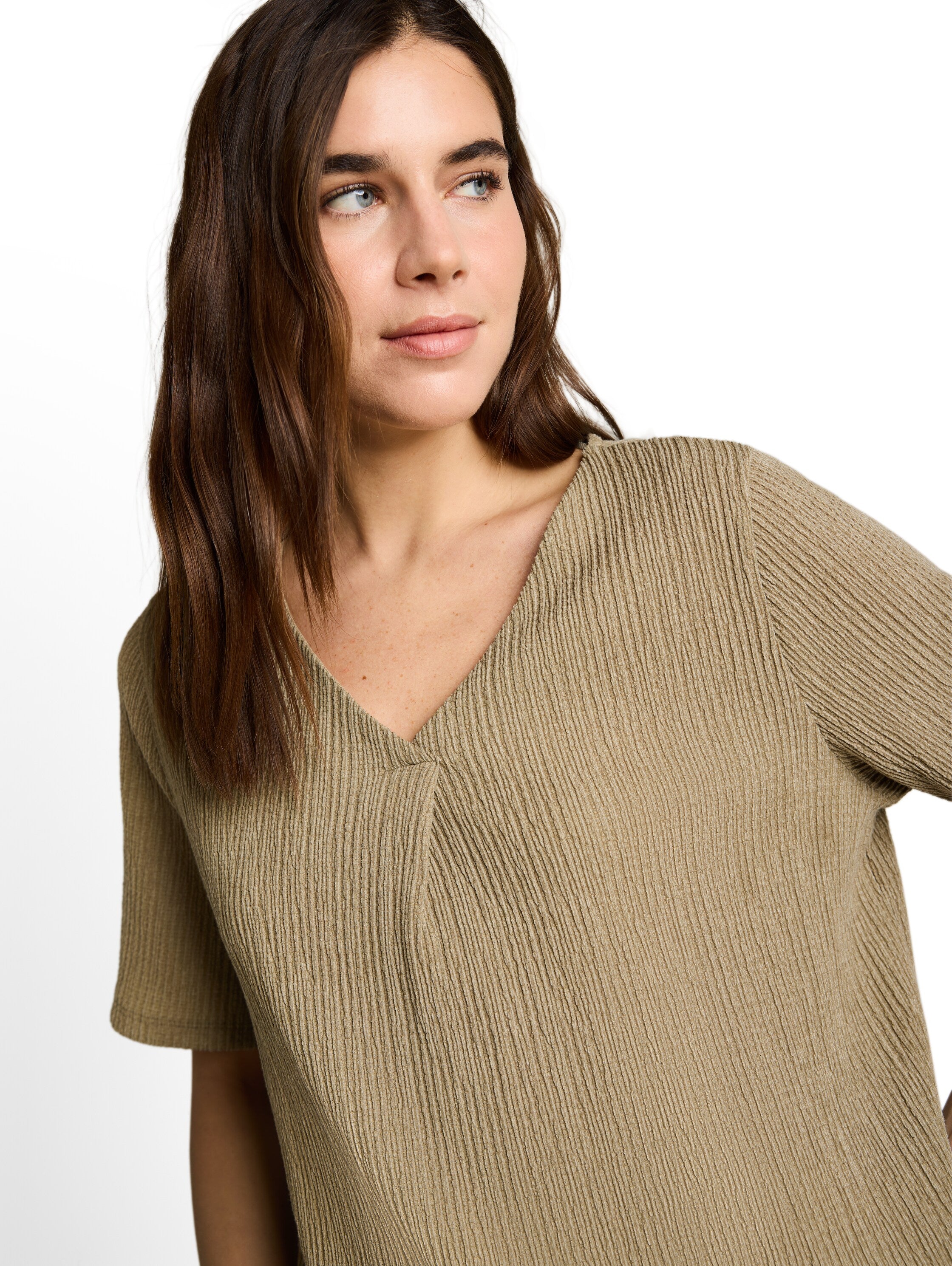 Tom Tailor Damen T-Shirts Olive White Str