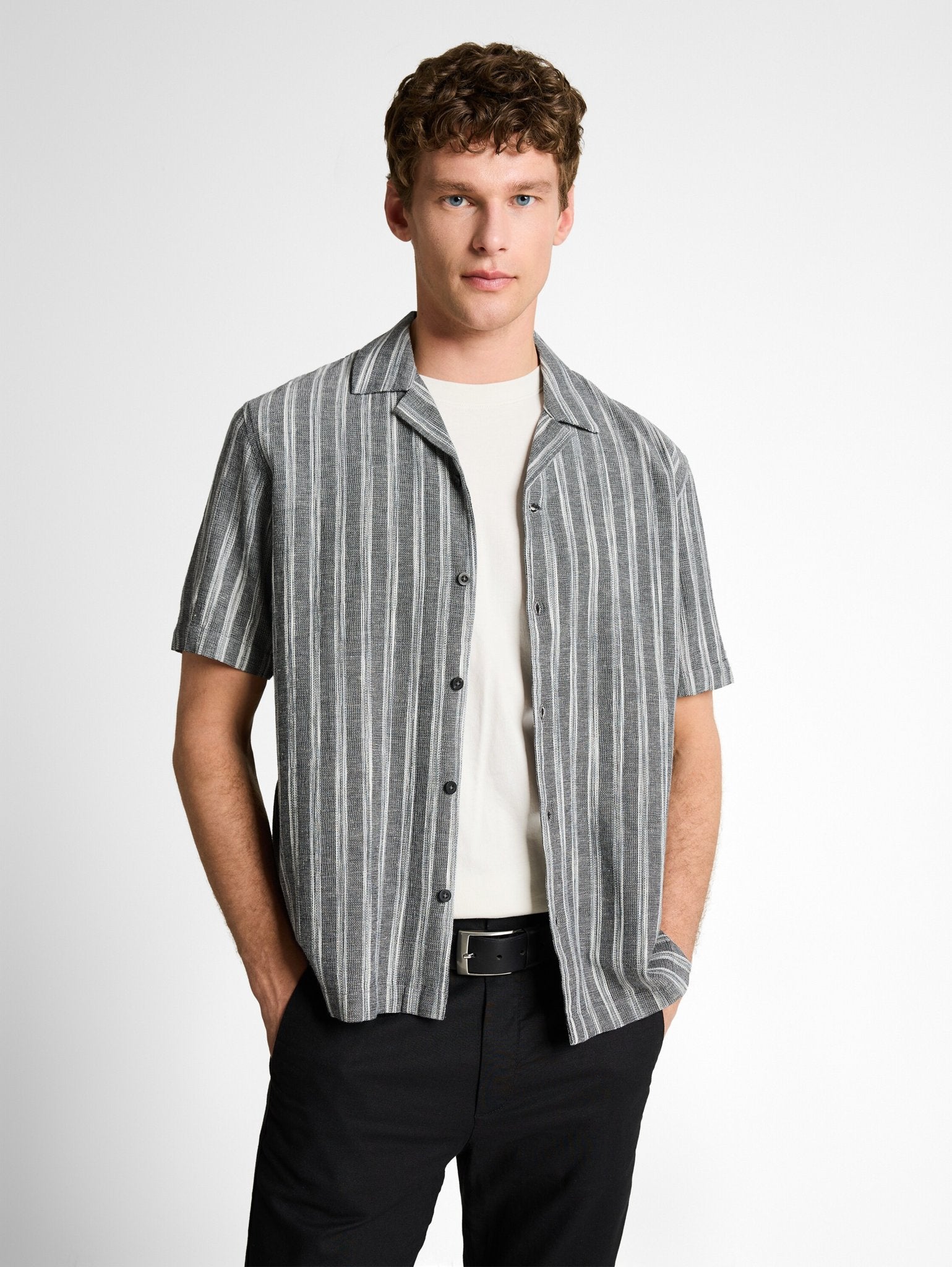 Tom Tailor denim Herren Hemden kurz Black Greyish S