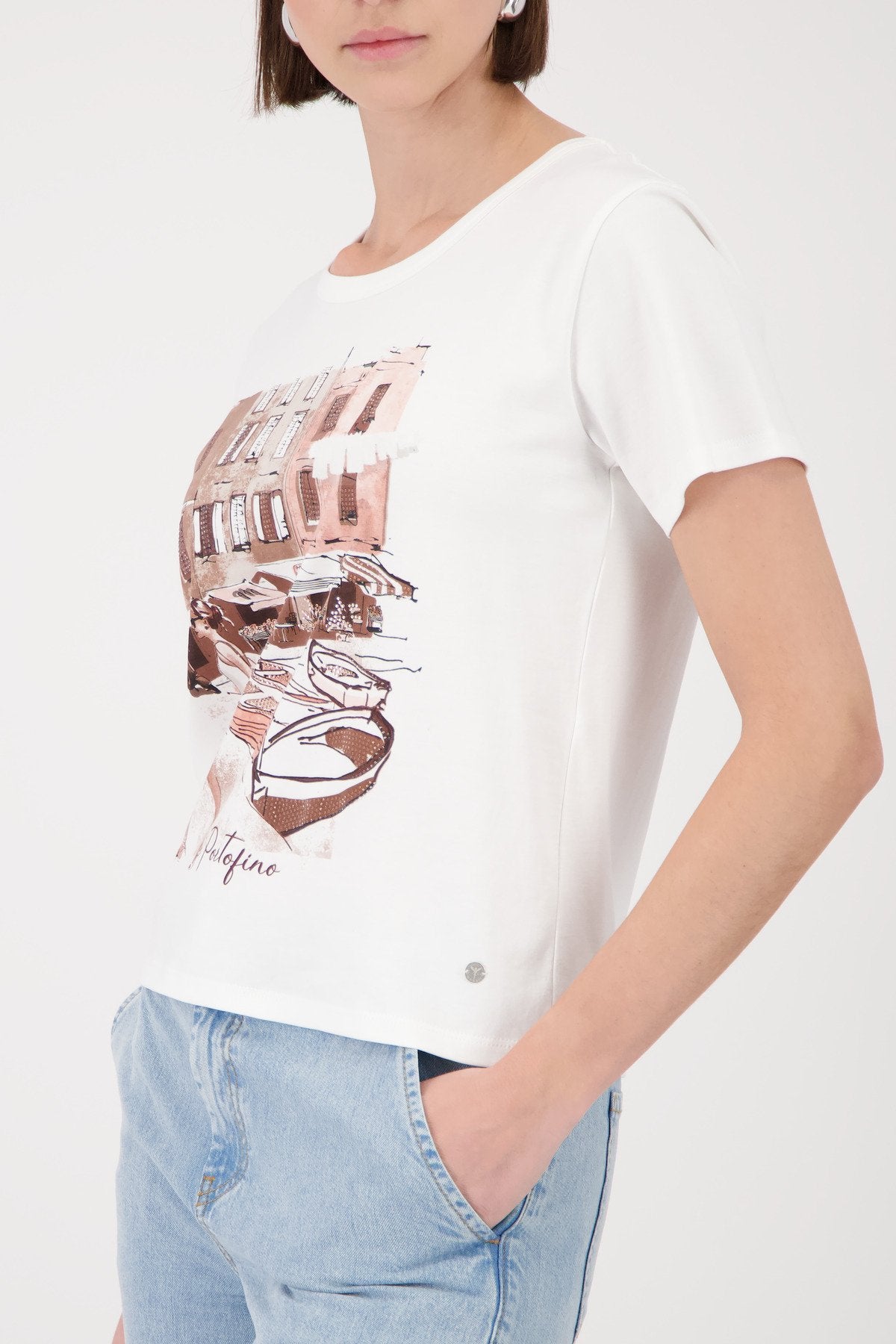 Monari Damen T-Shirts  Cream