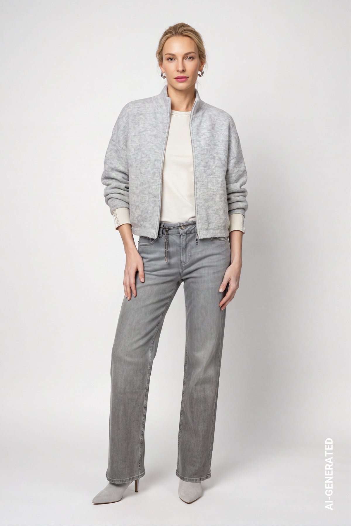 Monari Damen Strickjacken  Light Grey