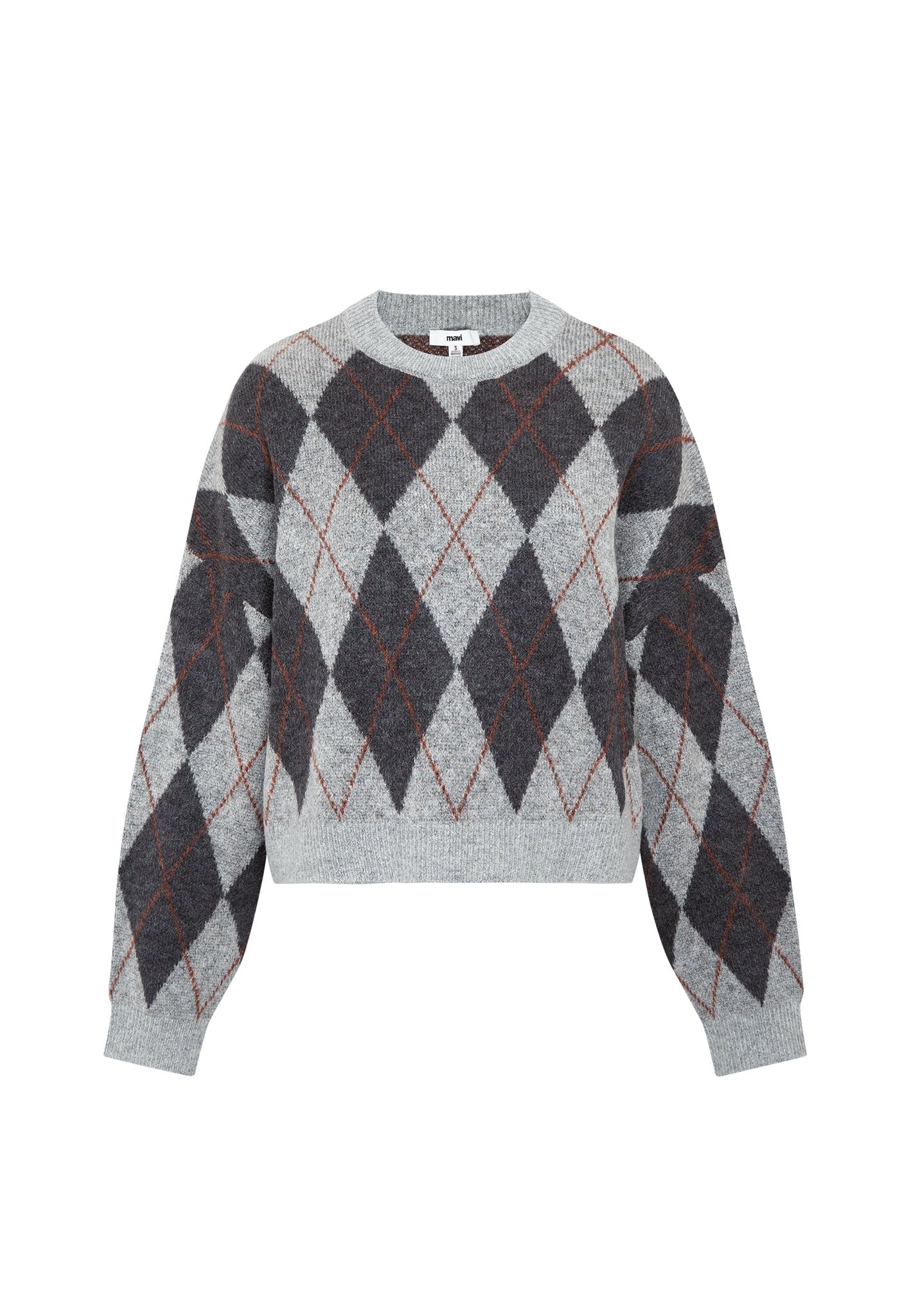 Mavi Damen Pullover Mid Grey Melang