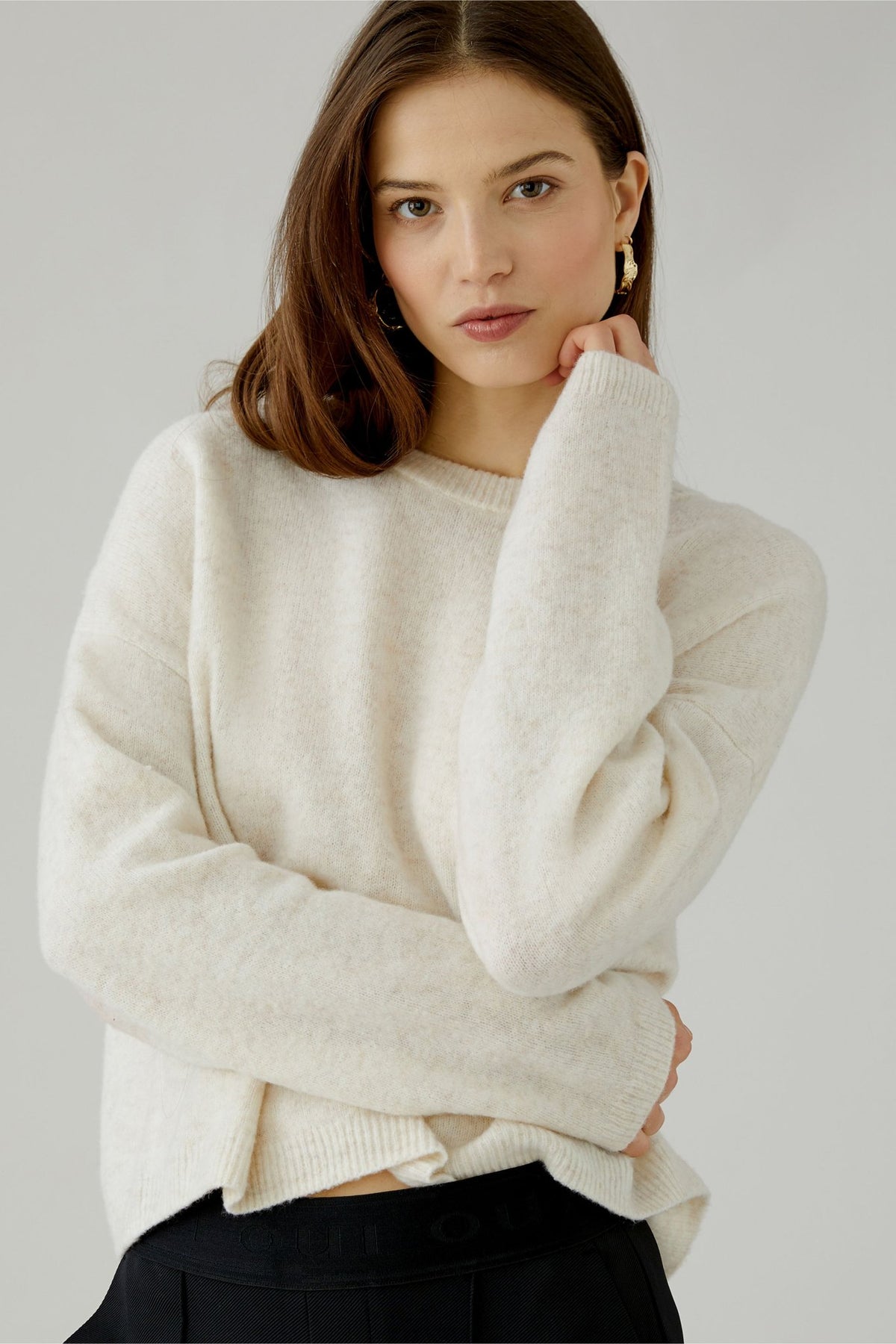 Oui Damen Pullover Offwhite