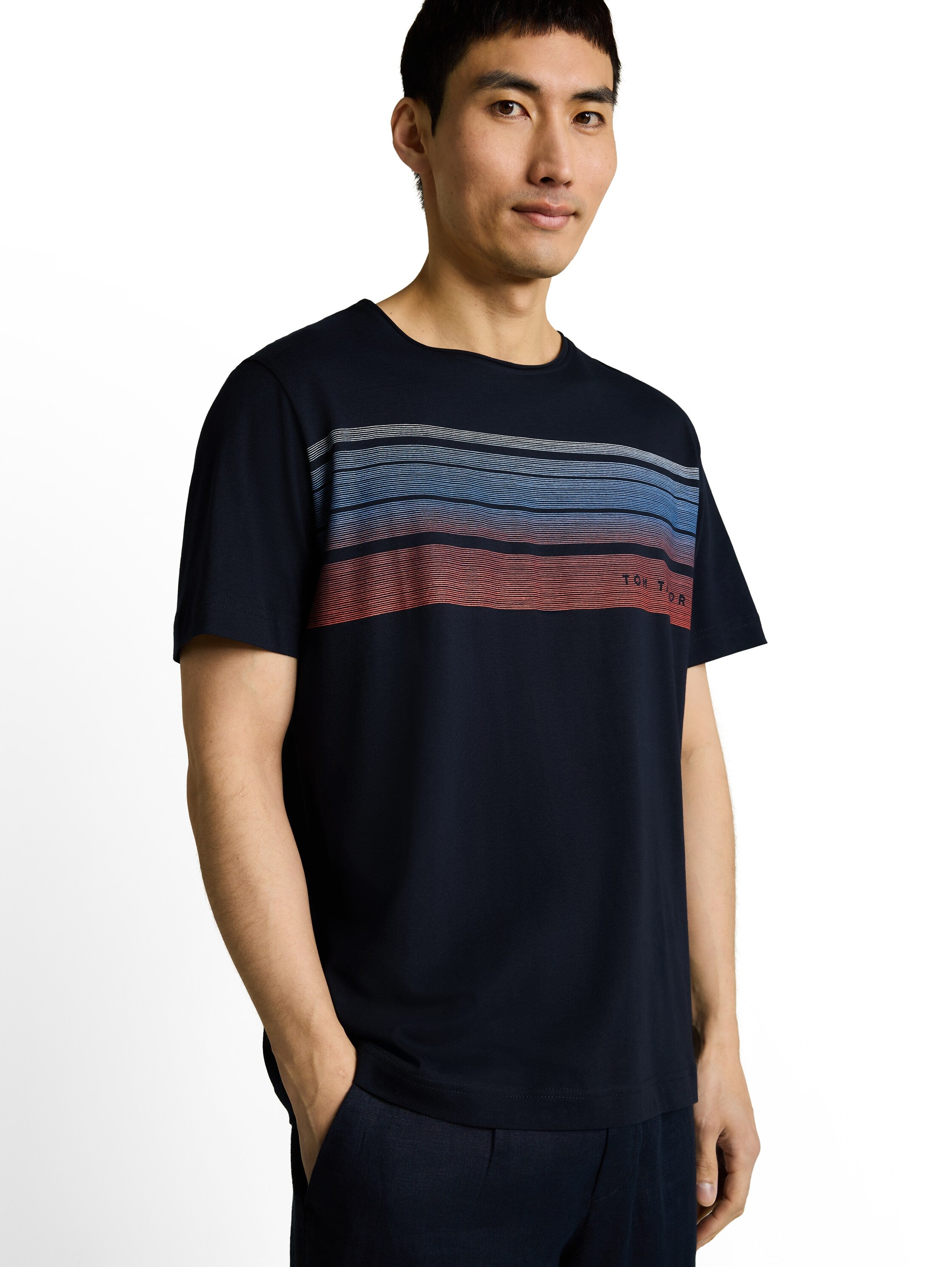 Tom Tailor Herren T-Shirts kurz Sky Captain Blu