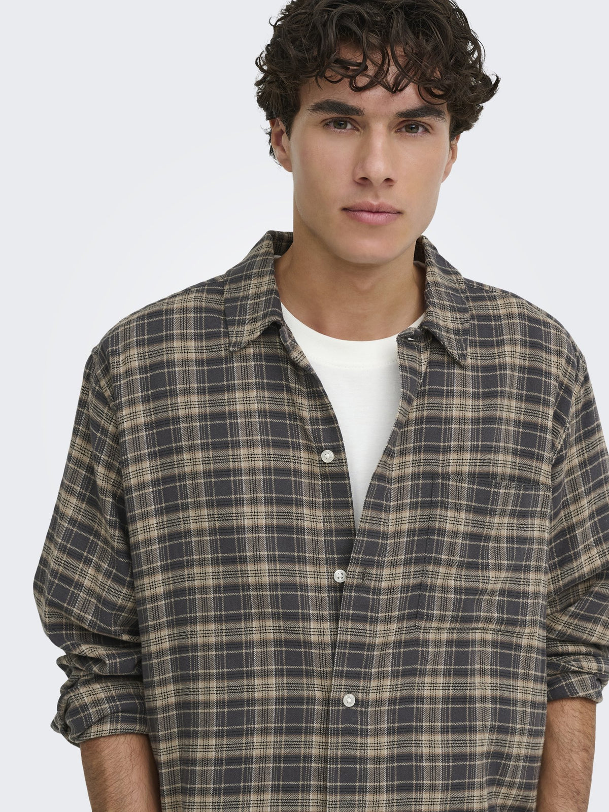 Only & Sons Herren Hemden lang Grey Pinstripe