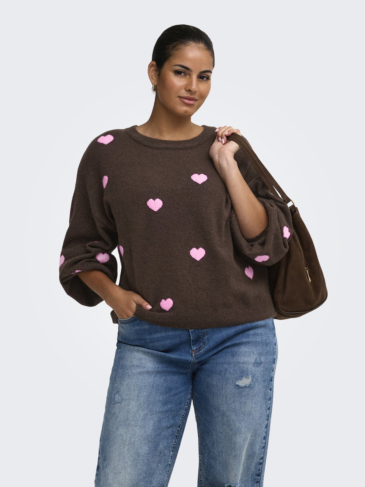 Only Carmakoma Damen Pullover Coffee Bean/Hea