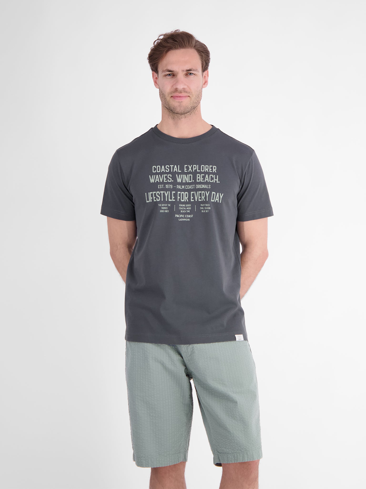 Lerros Herren T-Shirts kurz Lava Grey