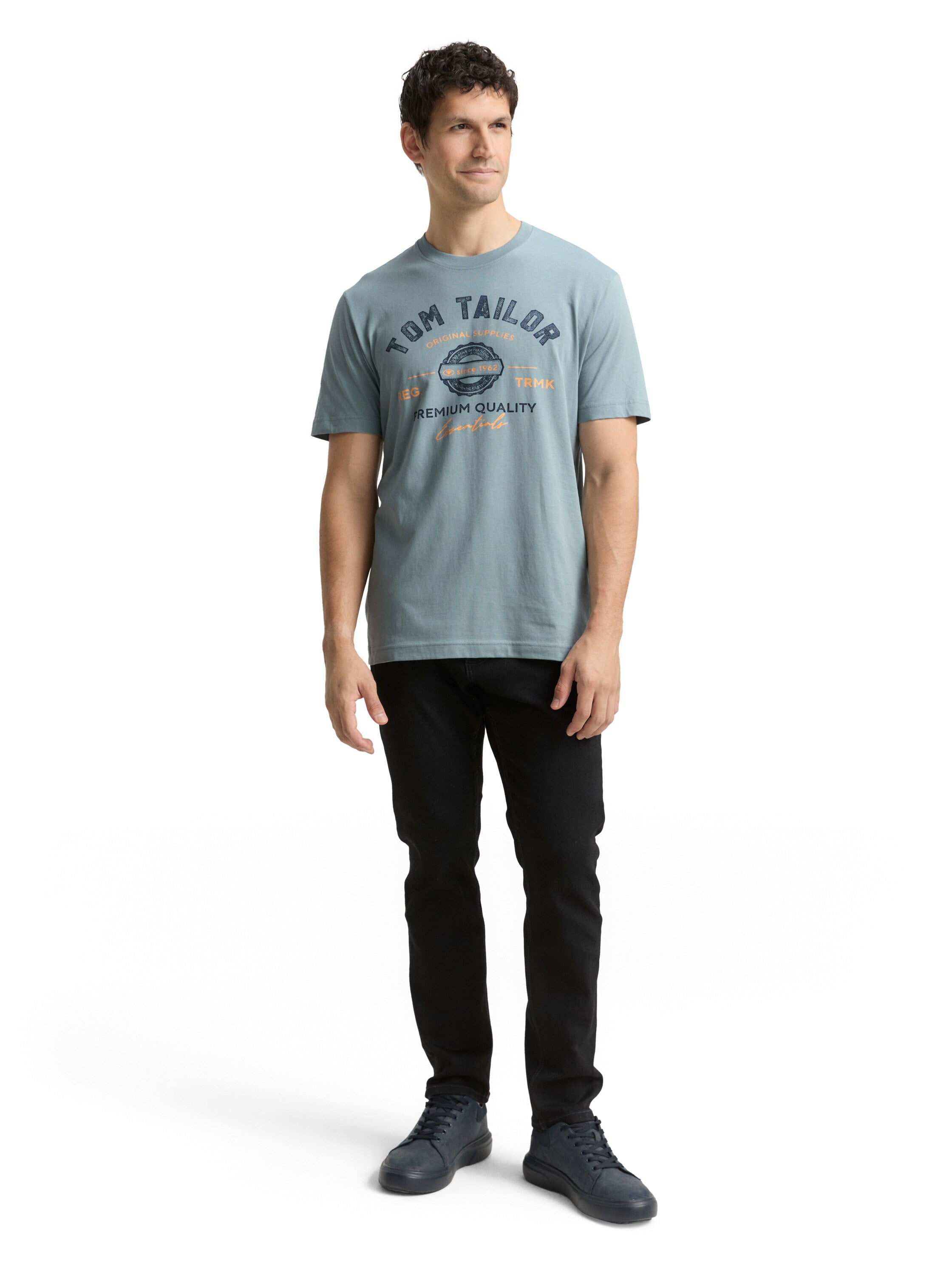 Tom Tailor Herren T-Shirts kurz Grey Mint