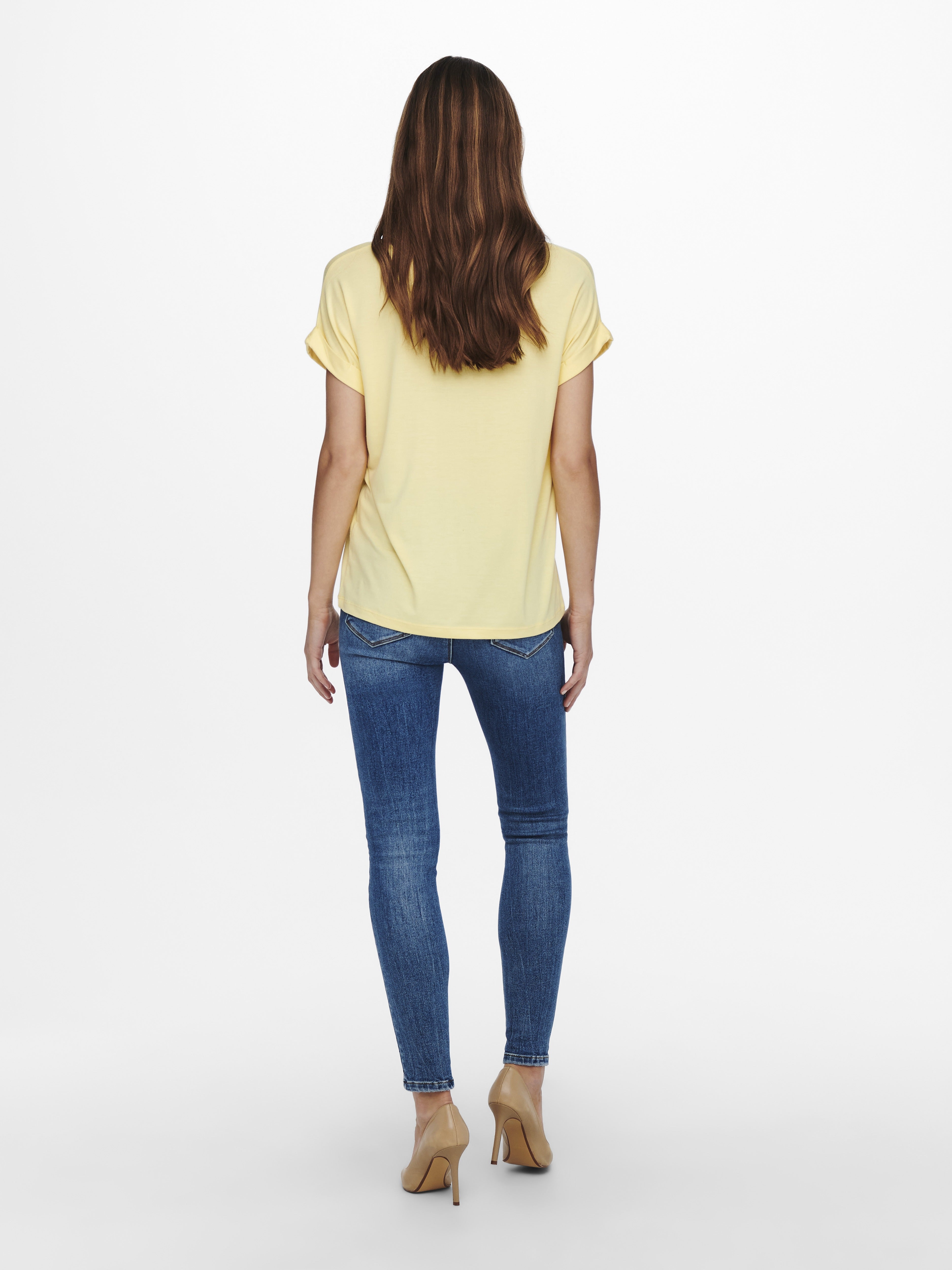 only Damen T-Shirts Pale Banana