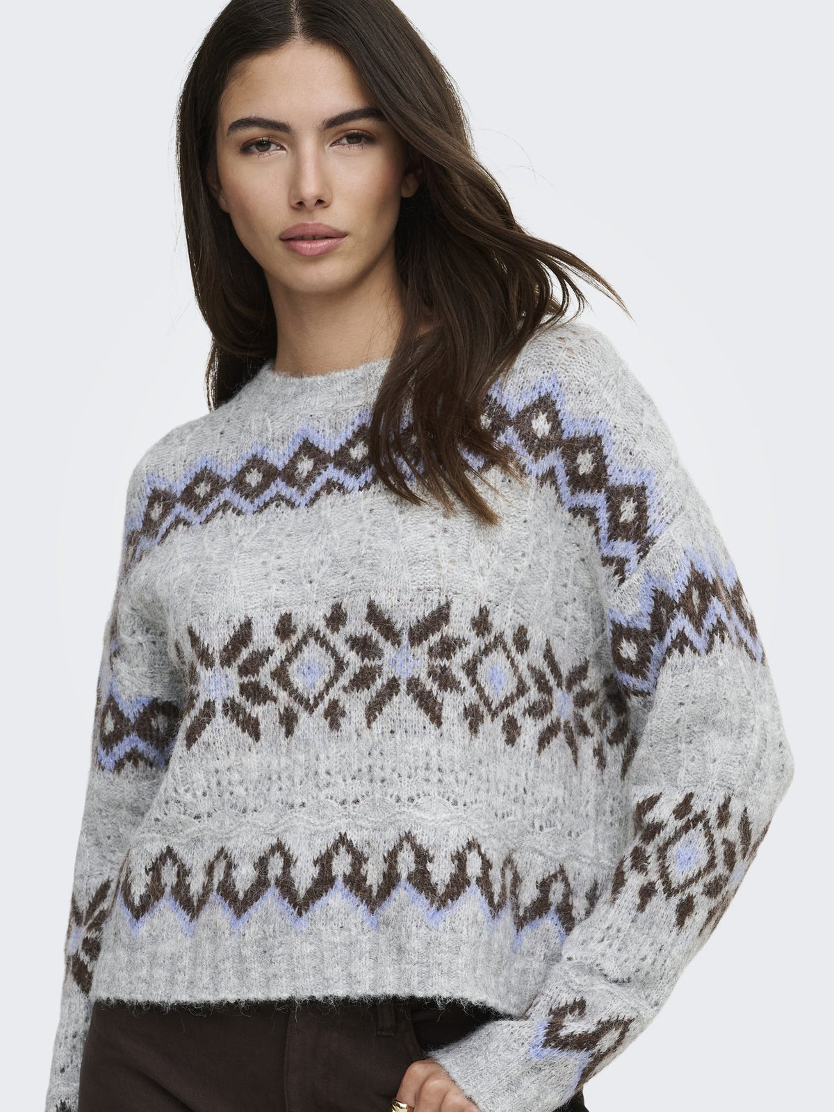 Only Damen Pullover Light Grey Mela