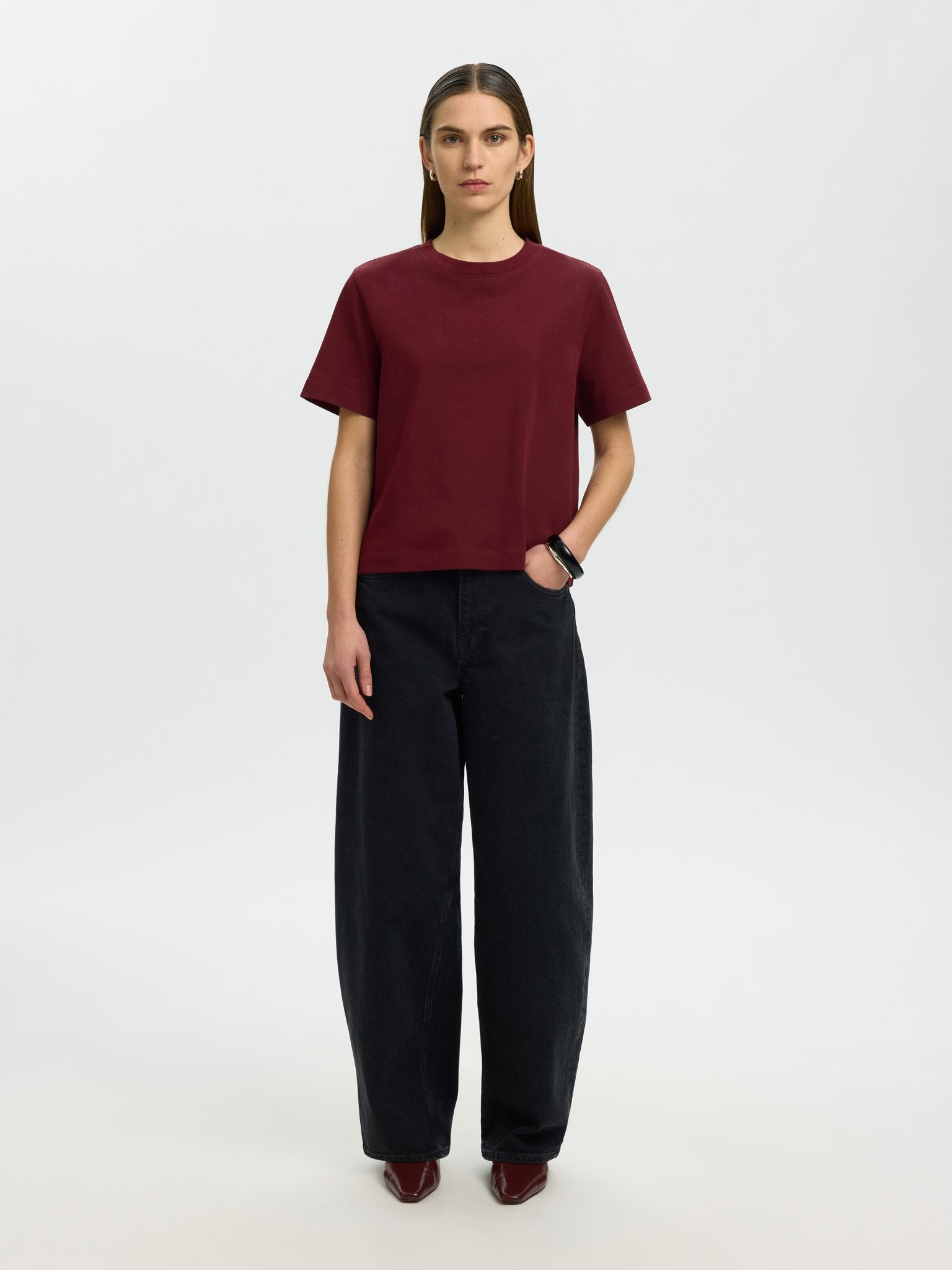 Selected Femme Damen T-Shirts Tawny Port