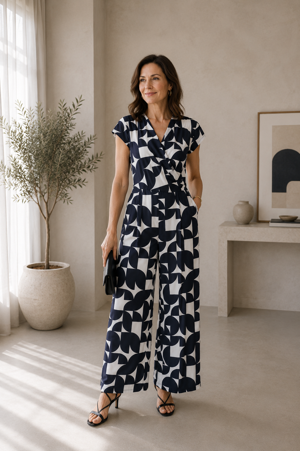 Betty & Co Damen Jumpsuits Black/Cream