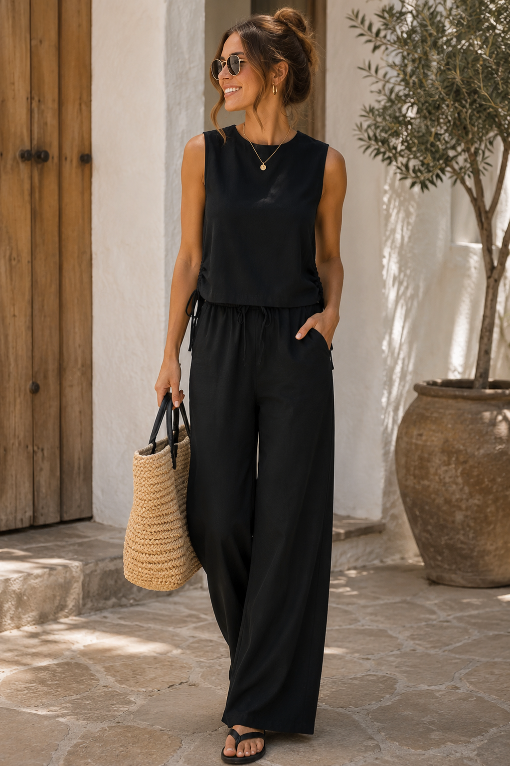 Vila Damen Hosen Black Beauty