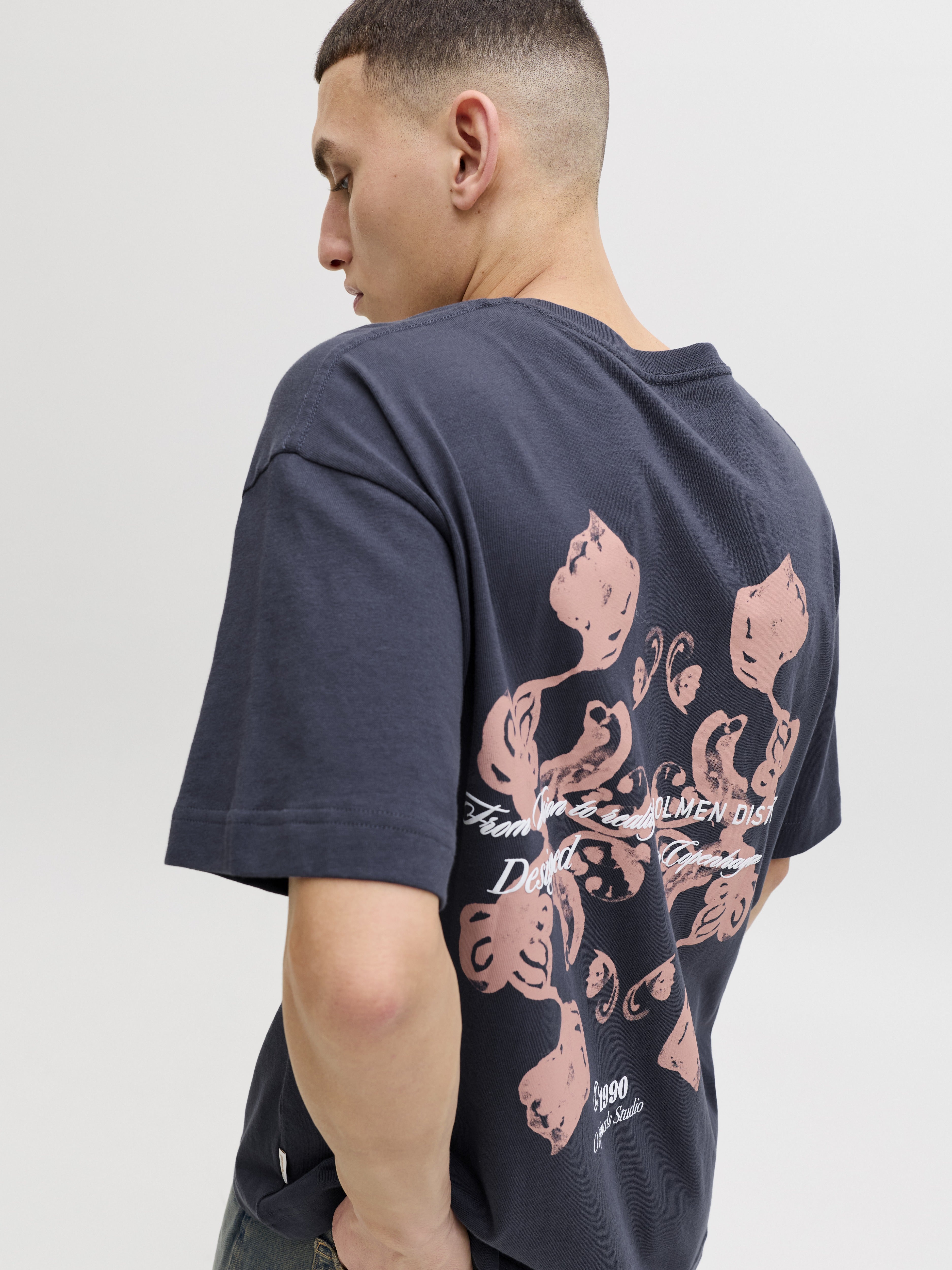 Jack & Jones Herren T-Shirts kurz Odyssey Gray/W.