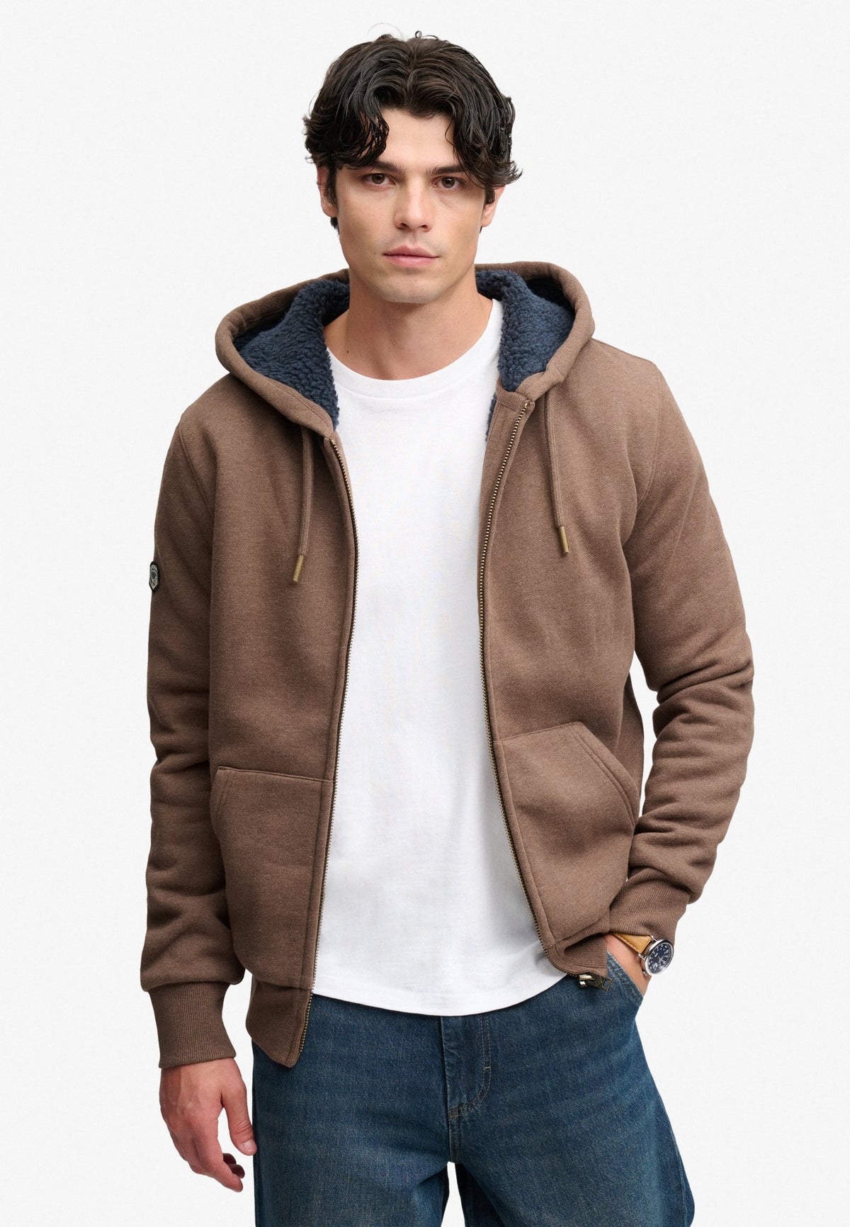 Superdry Men Herren Sweatjacken Mp Mocha Brown