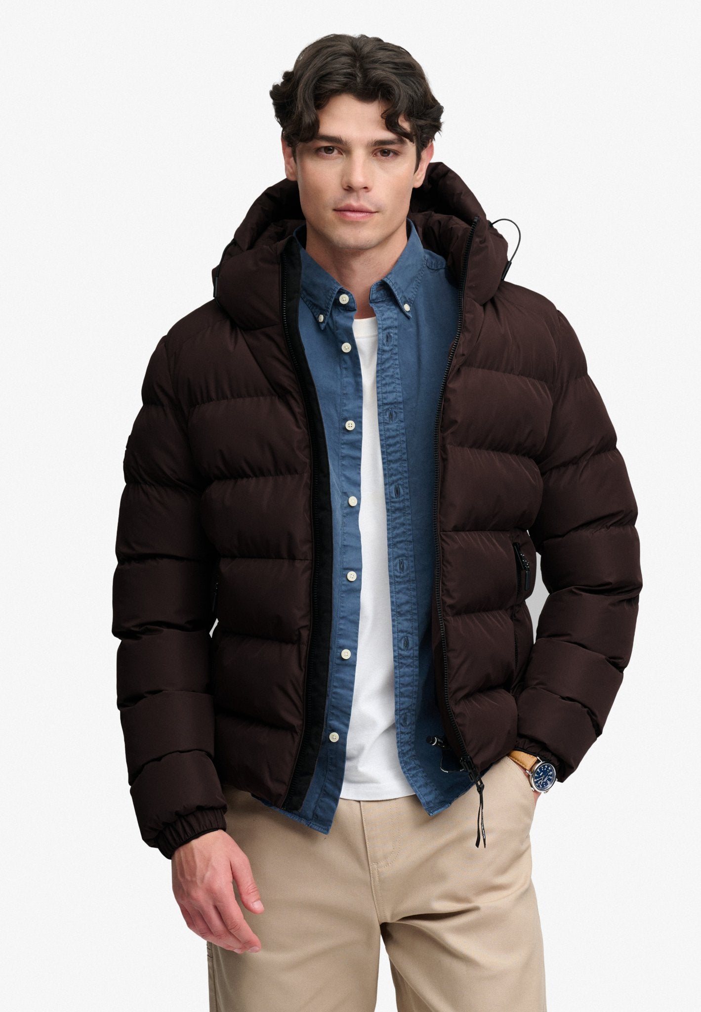 Superdry Men Herren Hemden lang Lj Peak Dark