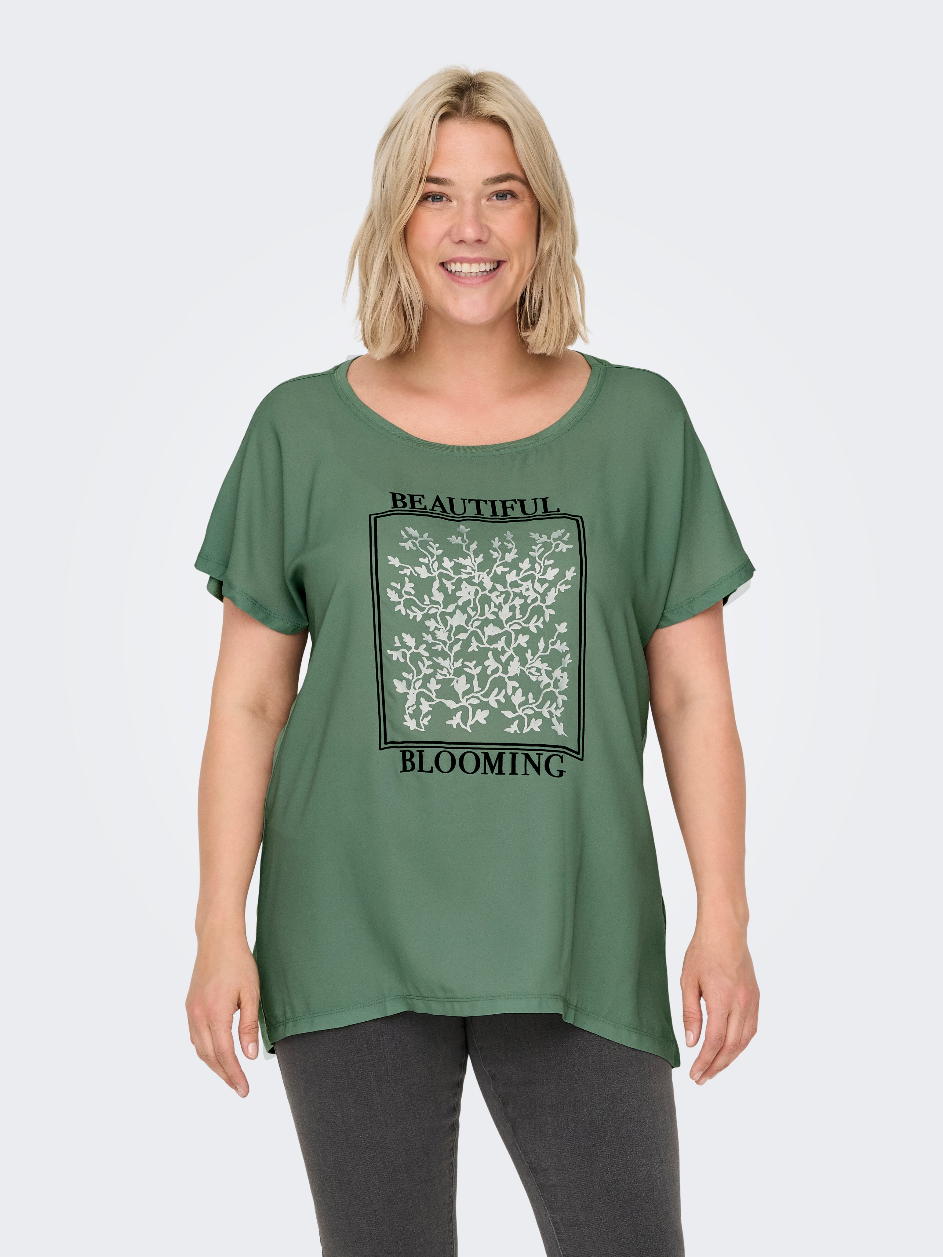 Only Carmakoma Damen T-Shirts Hedge Green/Blo