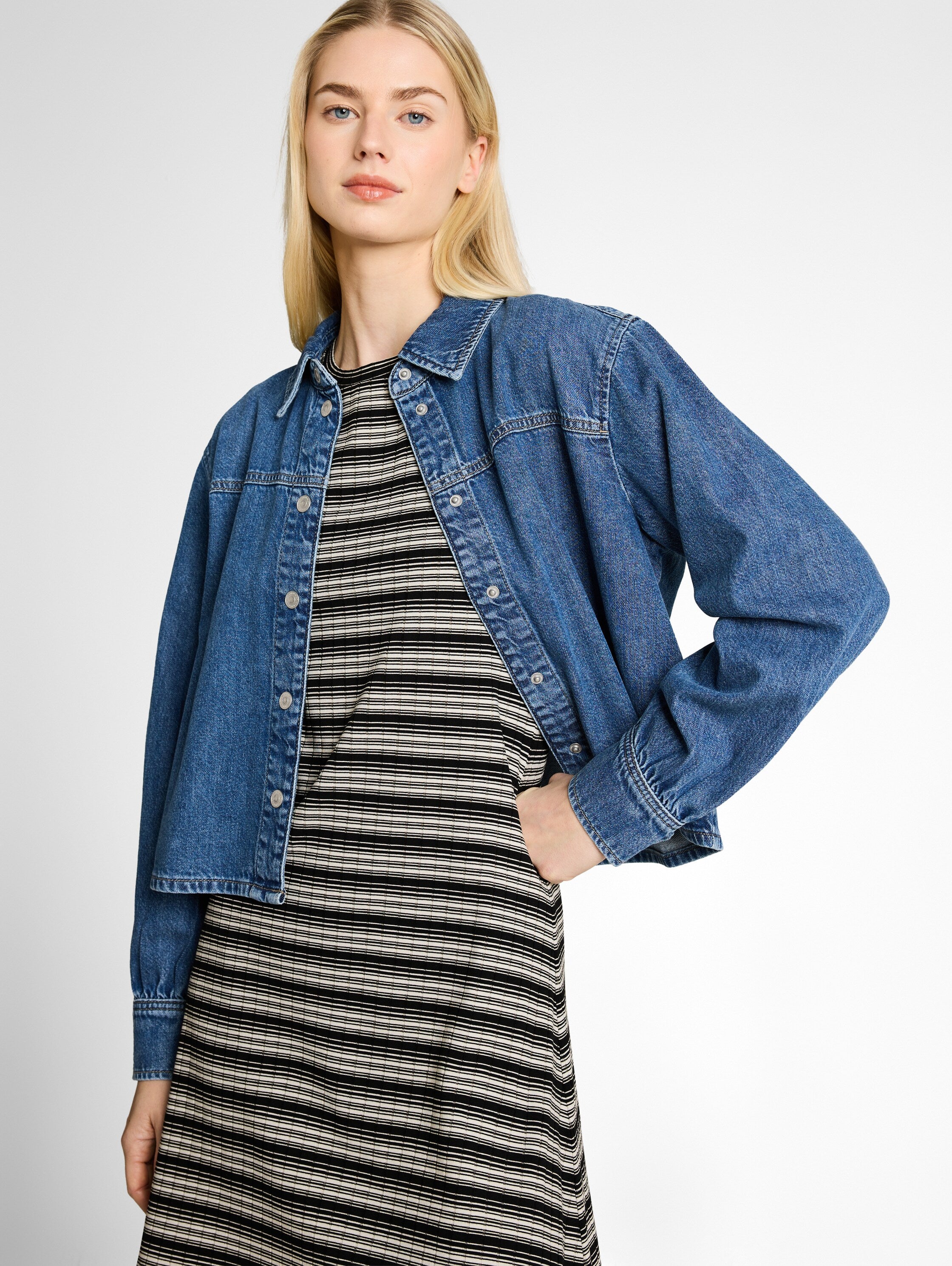 Tom Tailor denim Damen Kleider Black White Gra