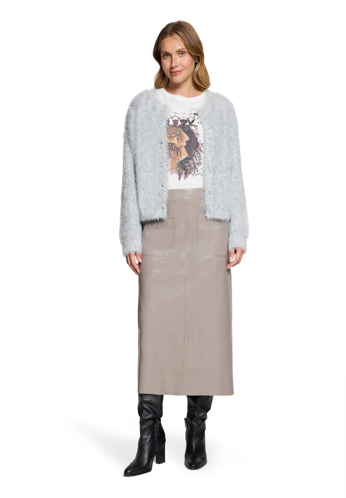 Cartoon Damen Strickjacken Middle Grey Mel