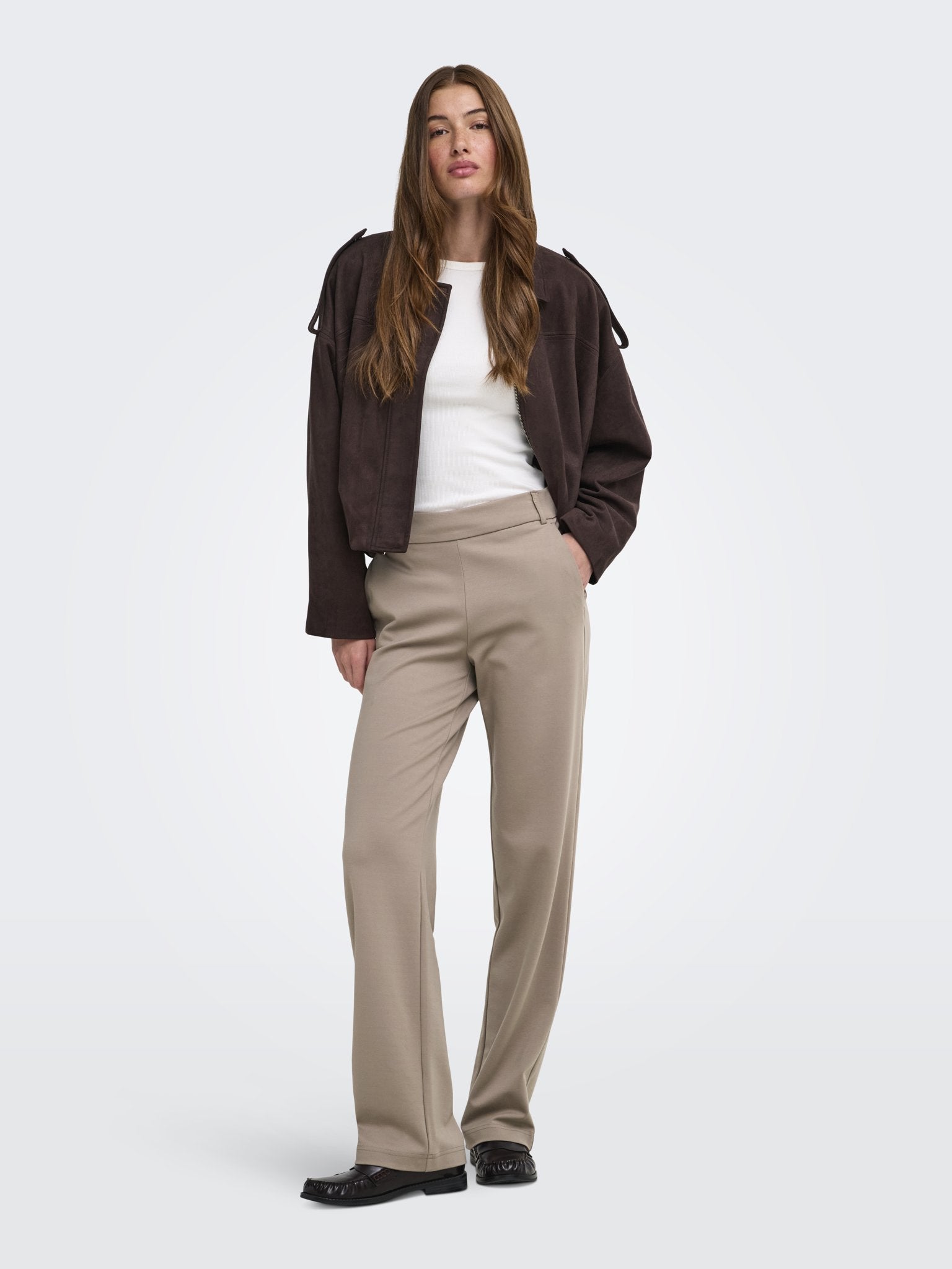 only Damen Hosen Taupe Gray