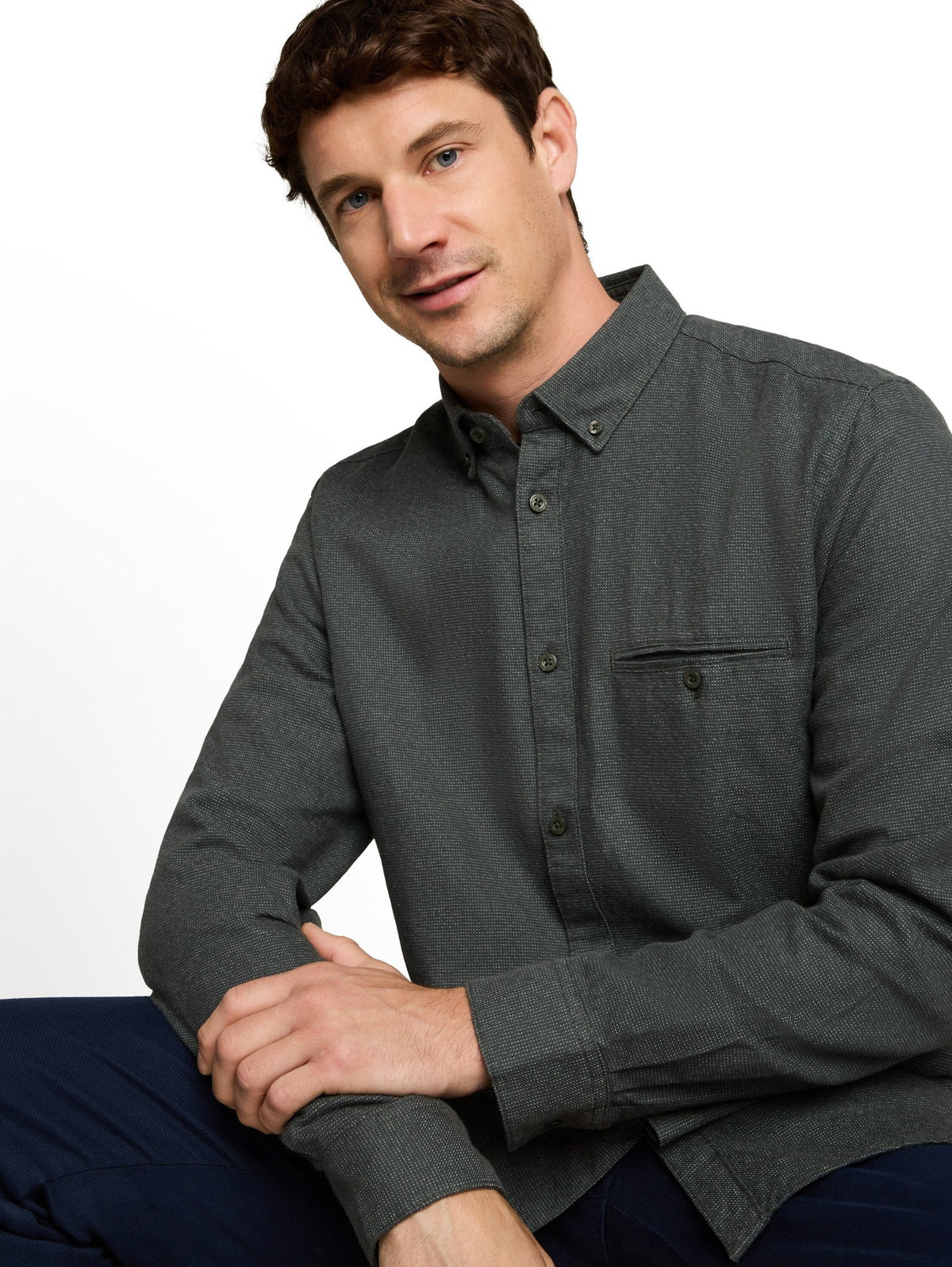 Tom Tailor Herren Hemden lang Green Based Str